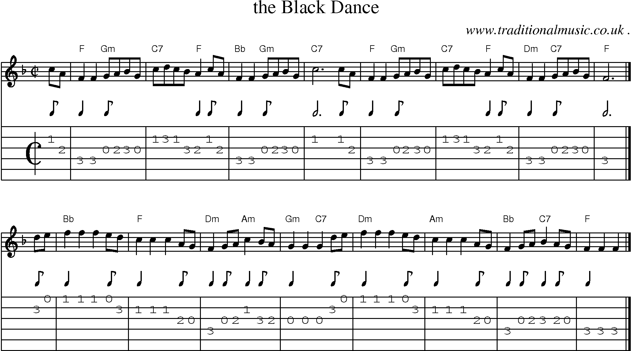 Sheet-music  score, Chords and Guitar Tabs for The Black Dance