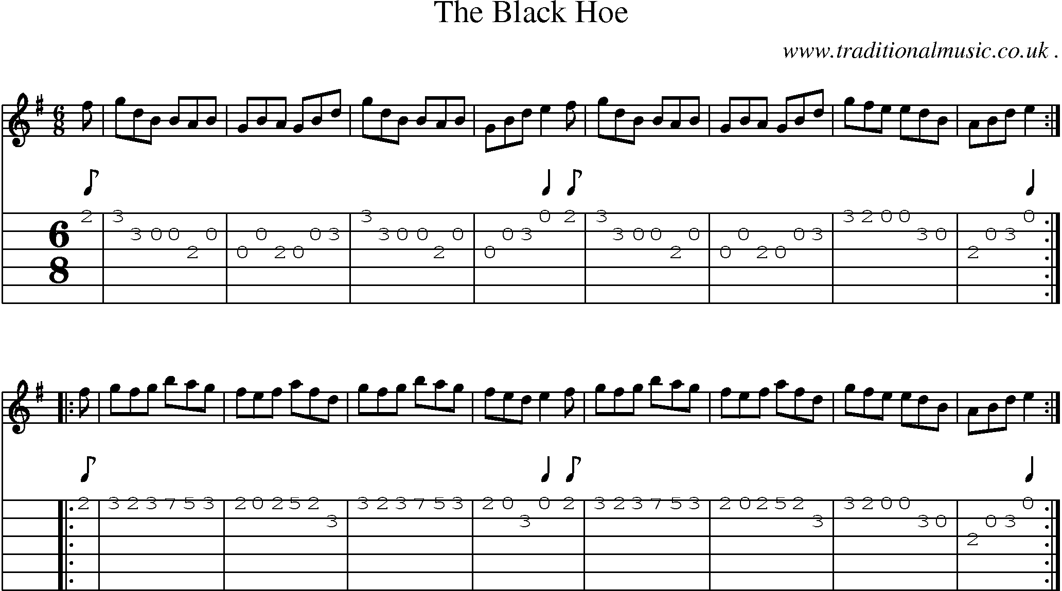 Sheet-music  score, Chords and Guitar Tabs for The Black Hoe