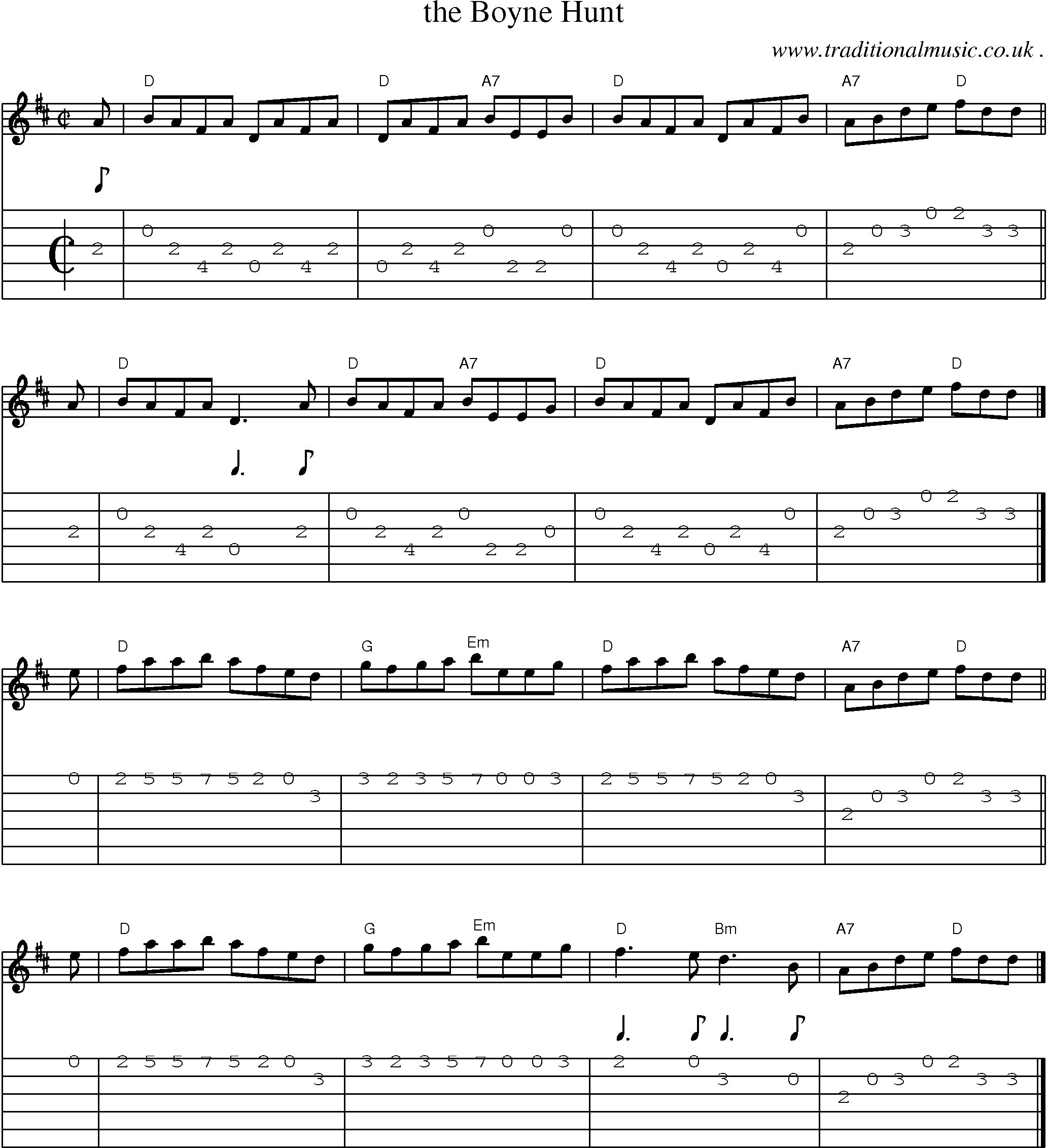 Sheet-music  score, Chords and Guitar Tabs for The Boyne Hunt