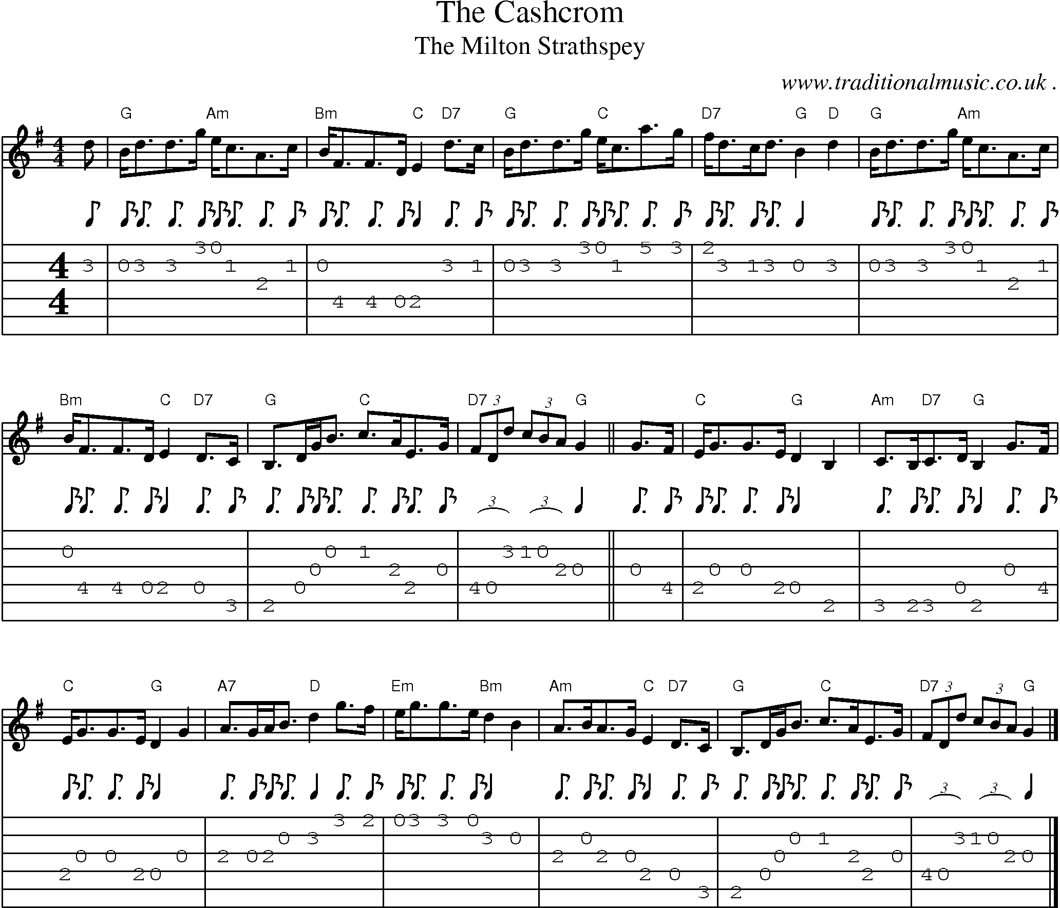 Sheet-music  score, Chords and Guitar Tabs for The Cashcrom