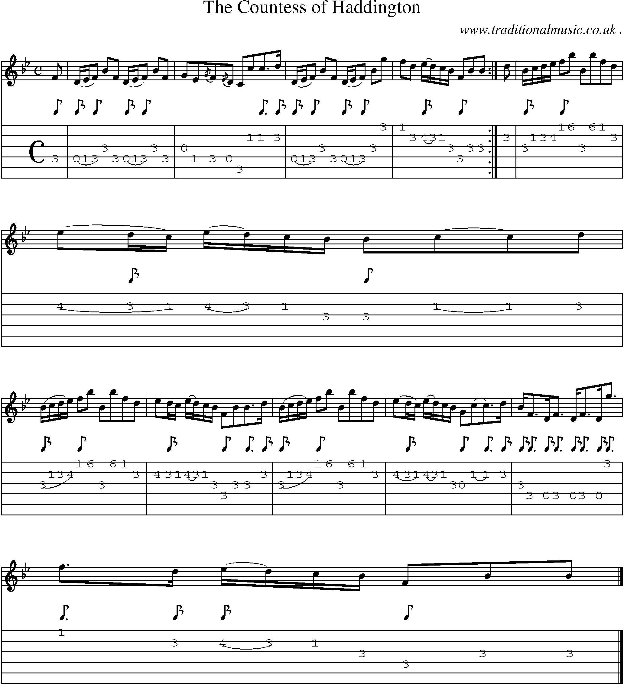 Sheet-music  score, Chords and Guitar Tabs for The Countess Of Haddington