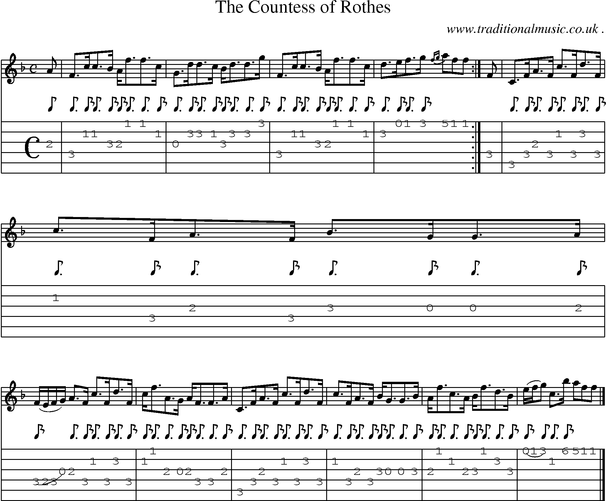Sheet-music  score, Chords and Guitar Tabs for The Countess Of Rothes