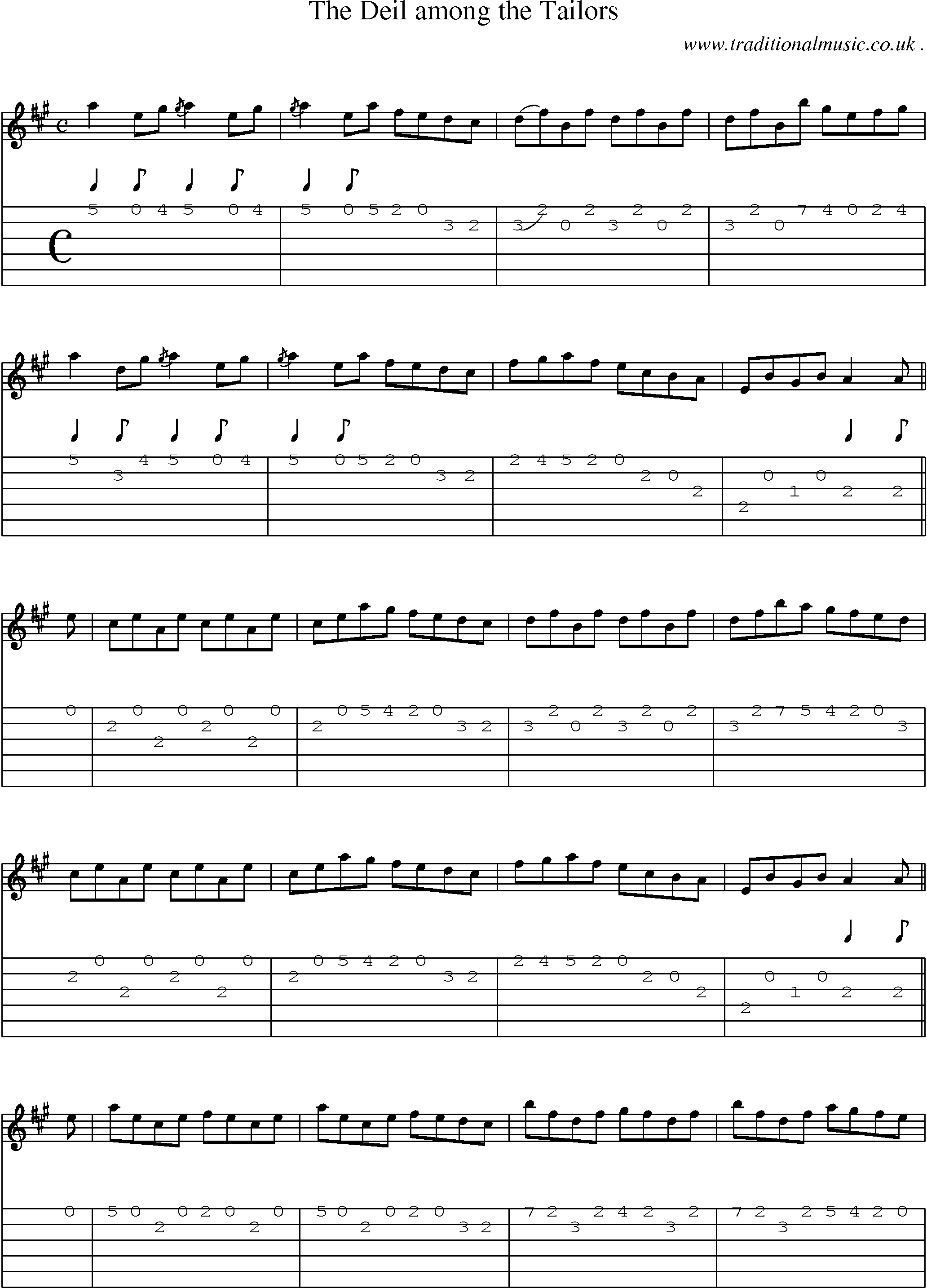 Sheet-music  score, Chords and Guitar Tabs for The Deil Among The Tailors