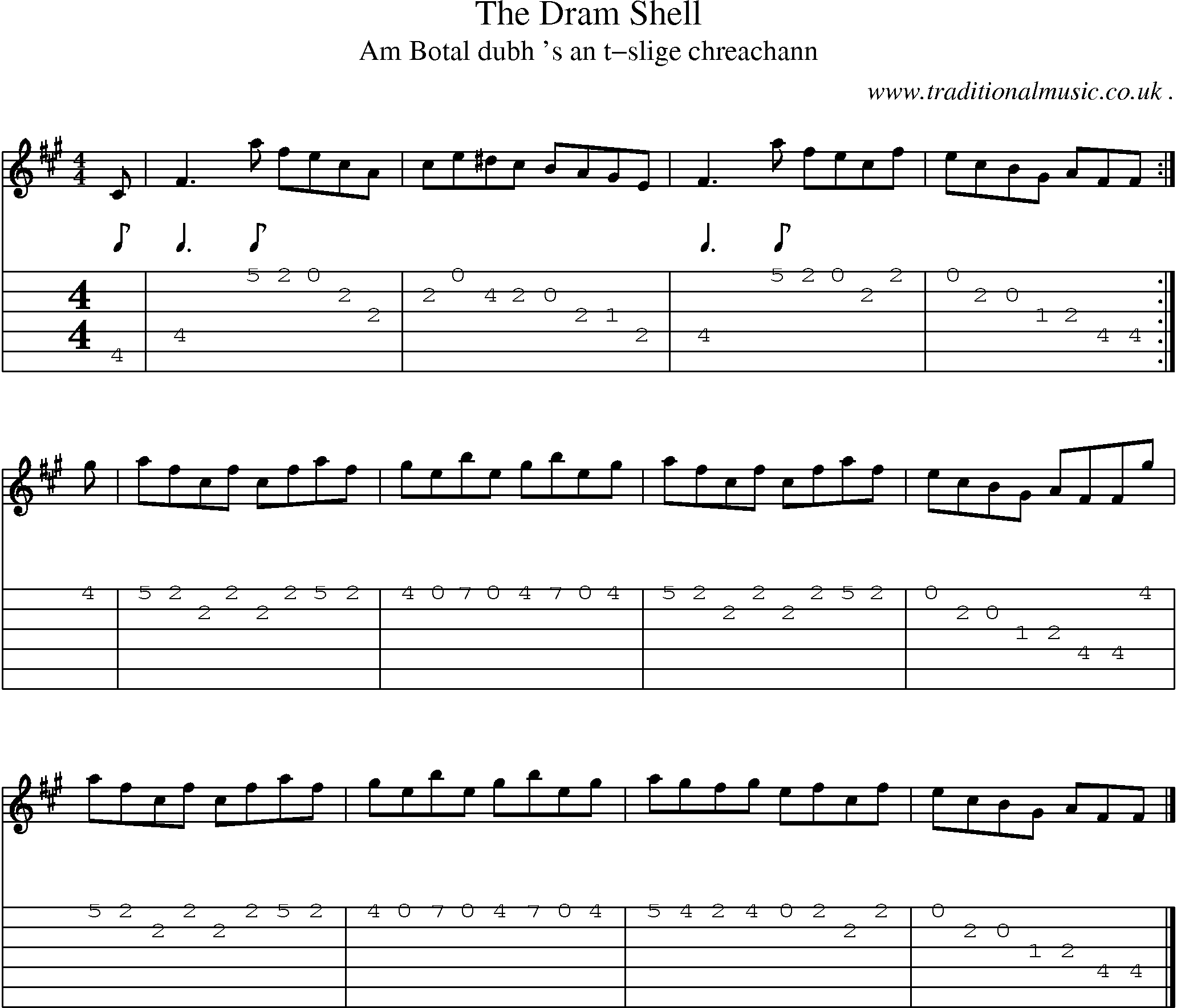 Sheet-music  score, Chords and Guitar Tabs for The Dram Shell