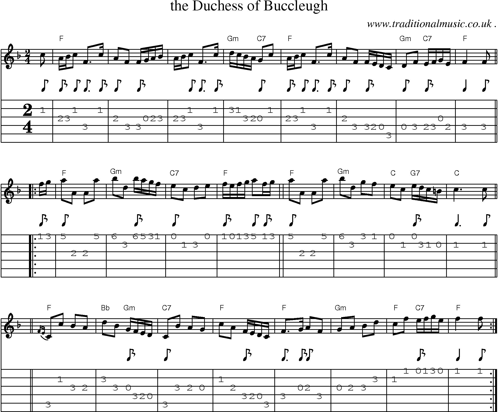 Sheet-music  score, Chords and Guitar Tabs for The Duchess Of Buccleugh