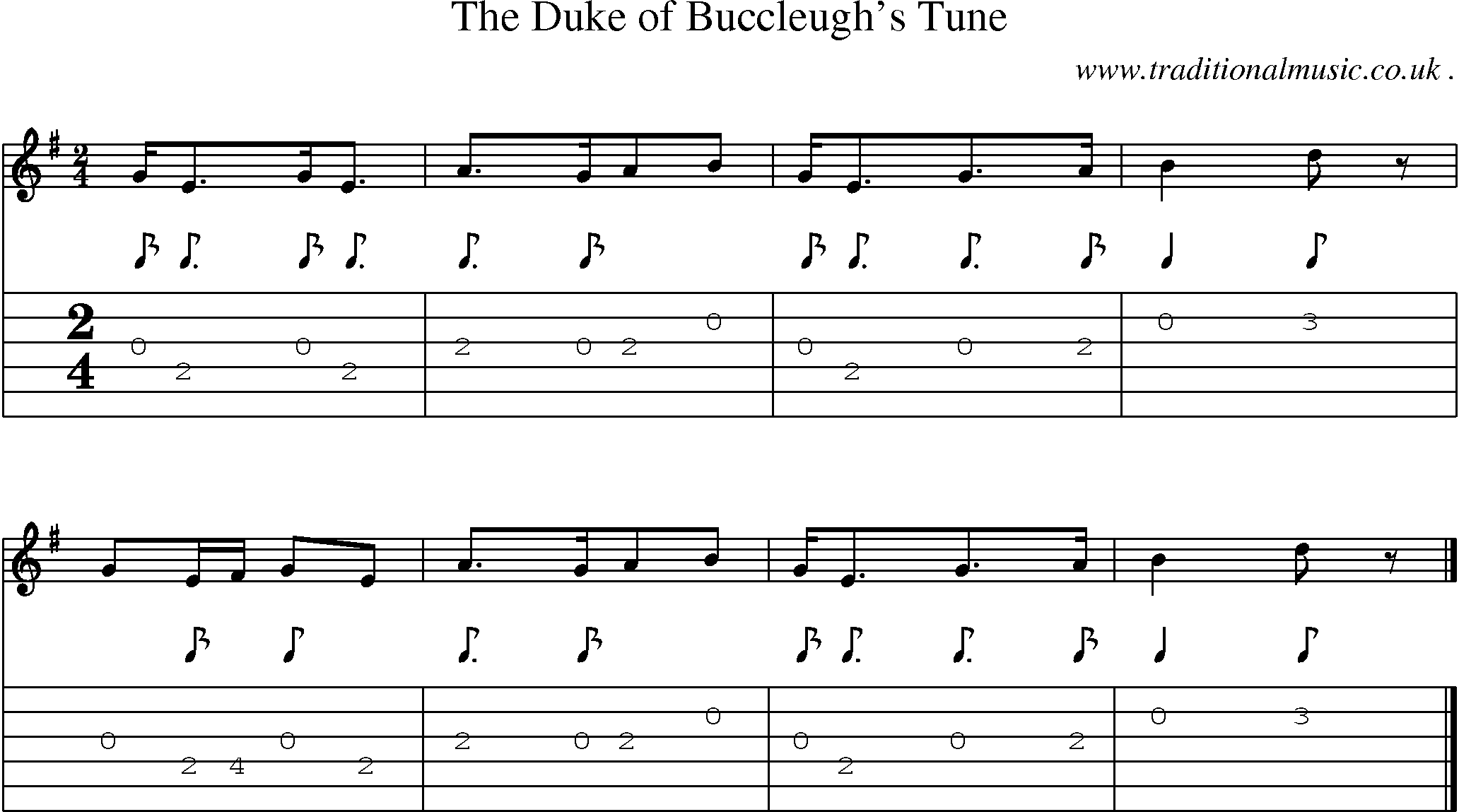 Sheet-music  score, Chords and Guitar Tabs for The Duke Of Buccleughs Tune