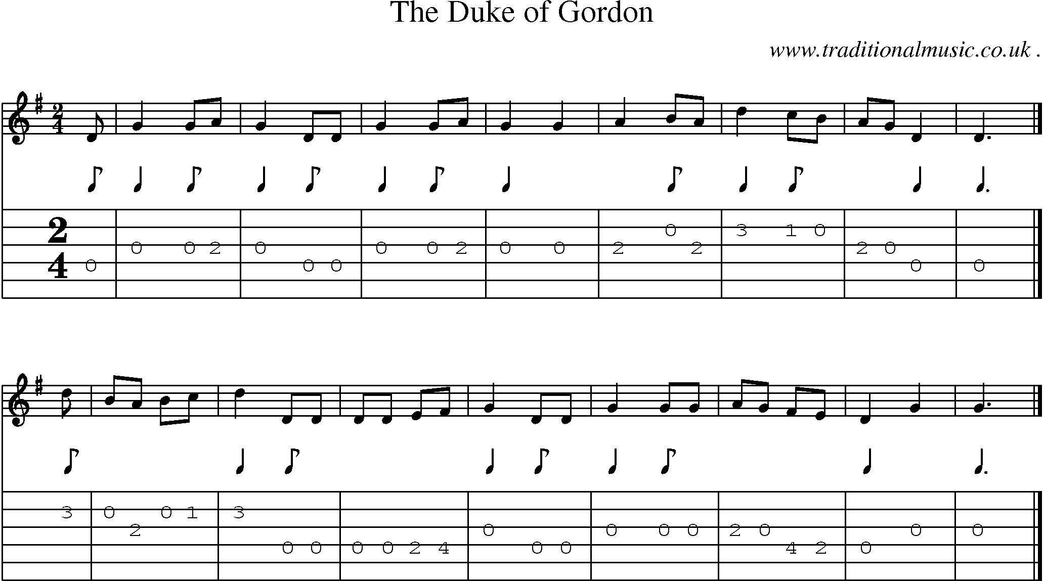Sheet-music  score, Chords and Guitar Tabs for The Duke Of Gordon