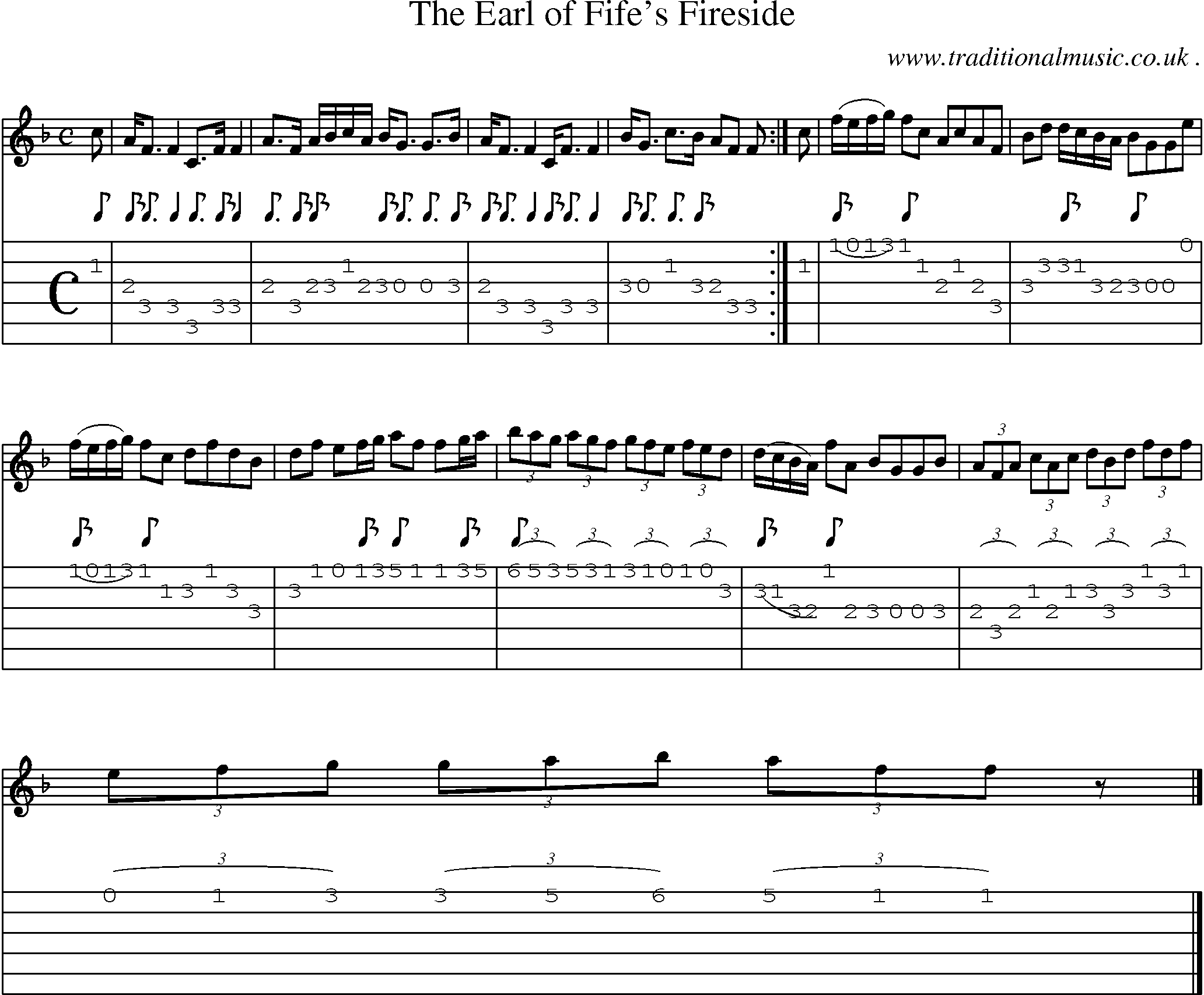 Sheet-music  score, Chords and Guitar Tabs for The Earl Of Fifes Fireside