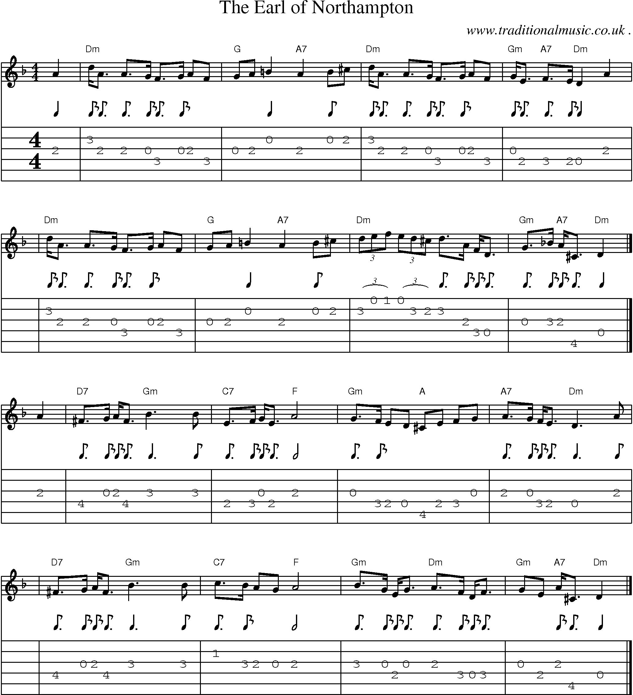 Sheet-music  score, Chords and Guitar Tabs for The Earl Of Northampton
