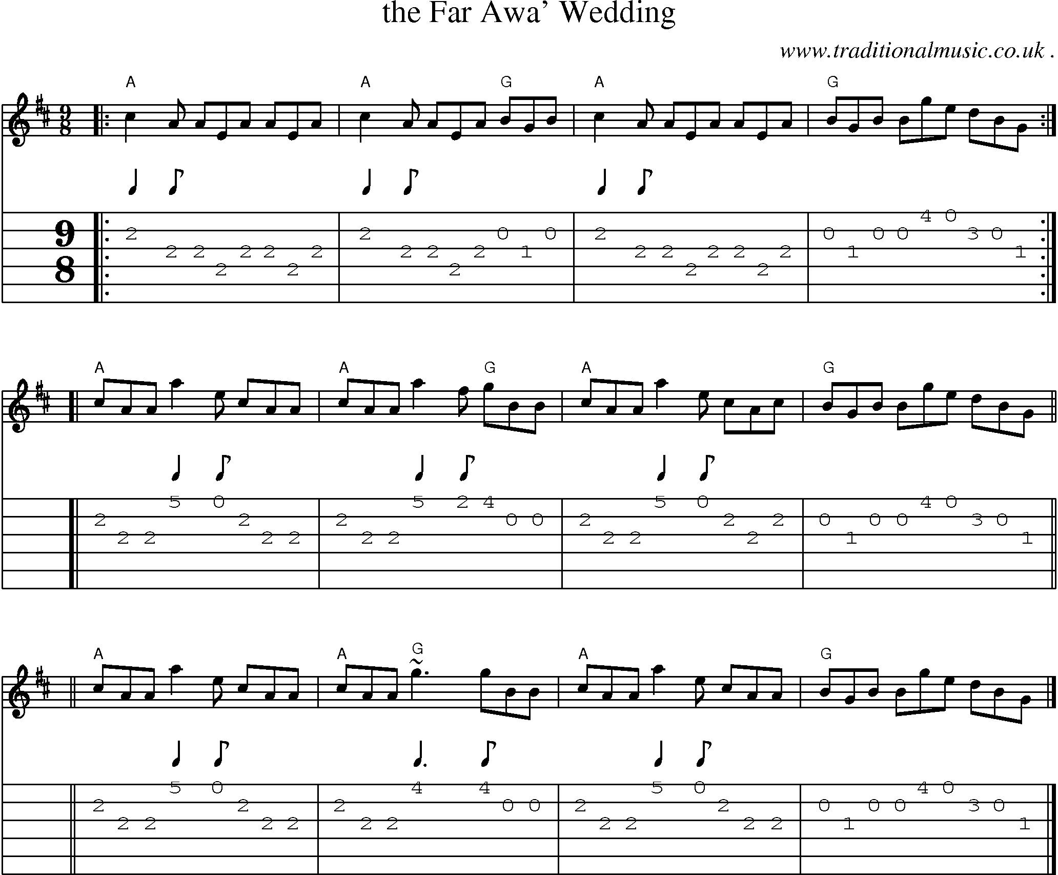 Sheet-music  score, Chords and Guitar Tabs for The Far Awa Wedding