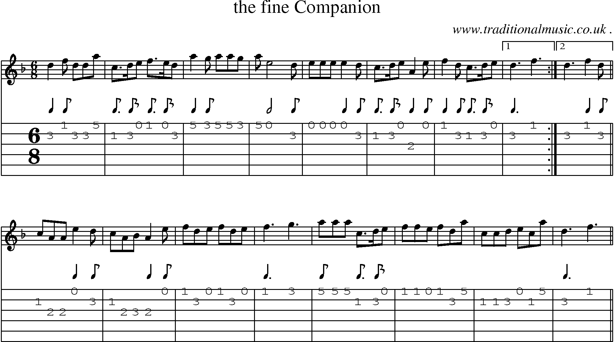 Sheet-music  score, Chords and Guitar Tabs for The Fine Companion