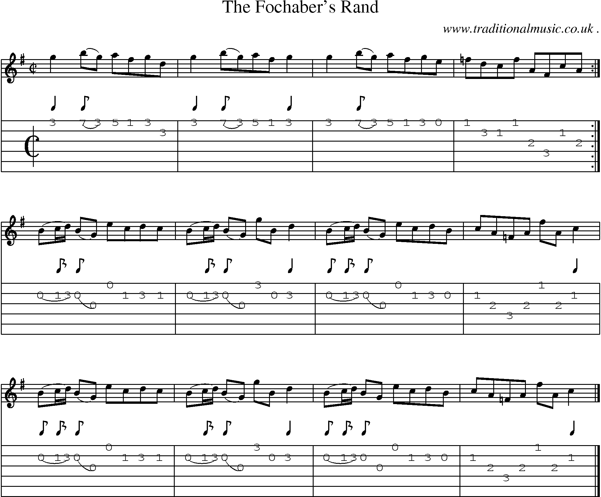 Sheet-music  score, Chords and Guitar Tabs for The Fochabers Rand