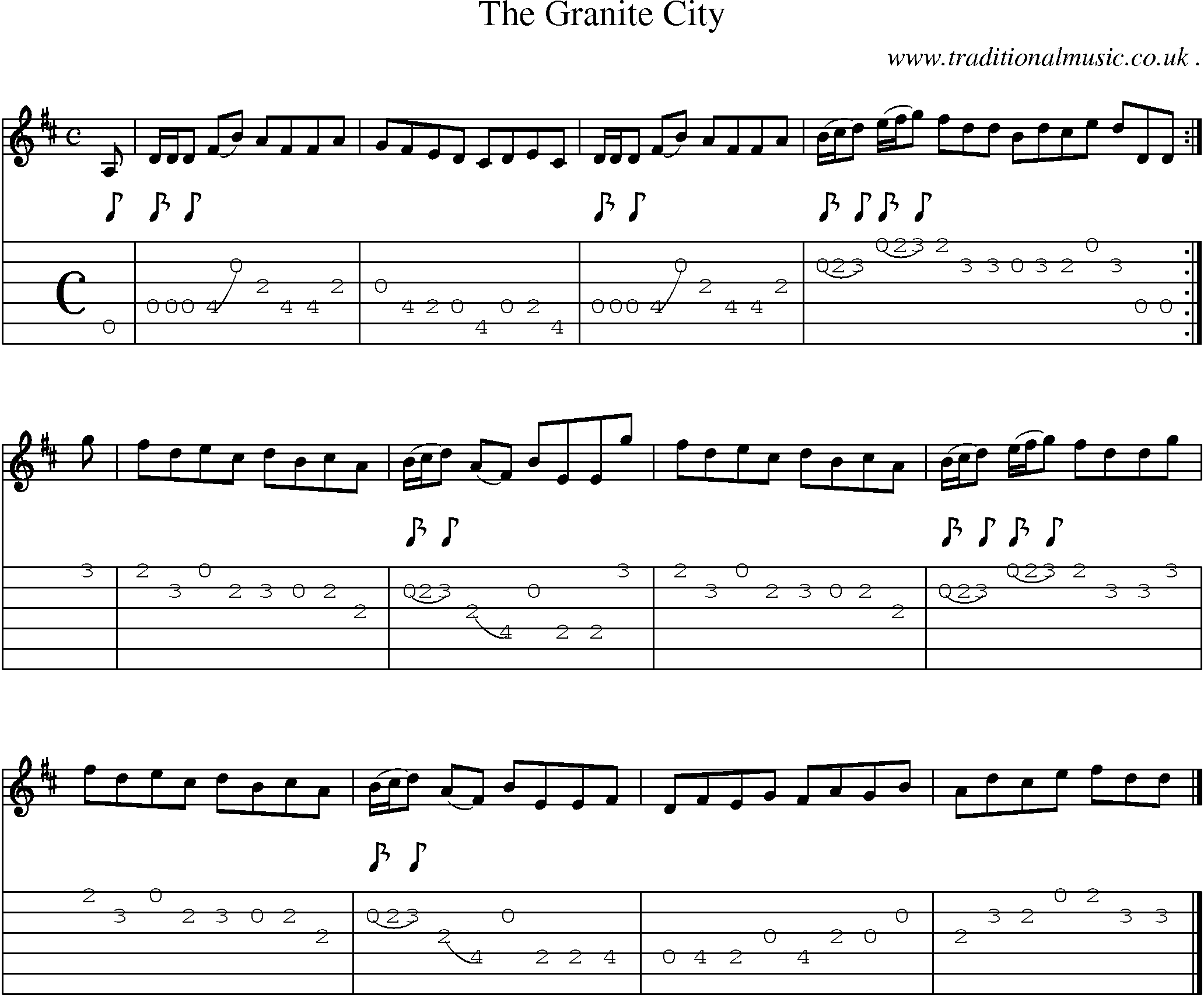 Sheet-music  score, Chords and Guitar Tabs for The Granite City