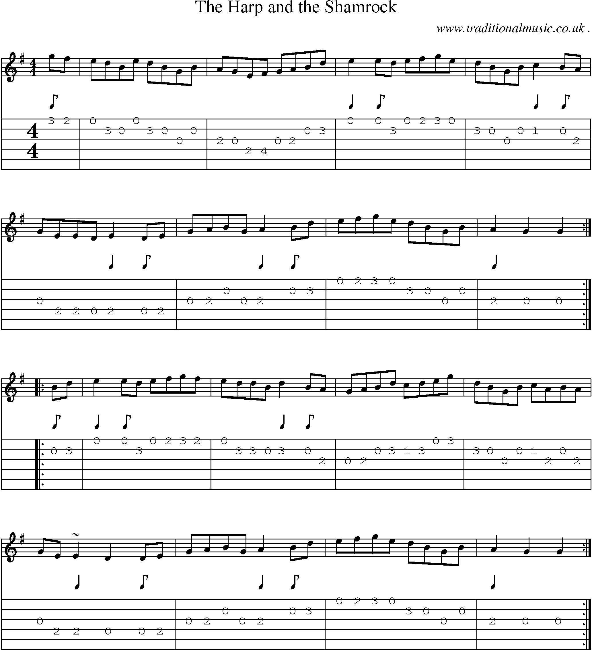 Sheet-music  score, Chords and Guitar Tabs for The Harp And The Shamrock