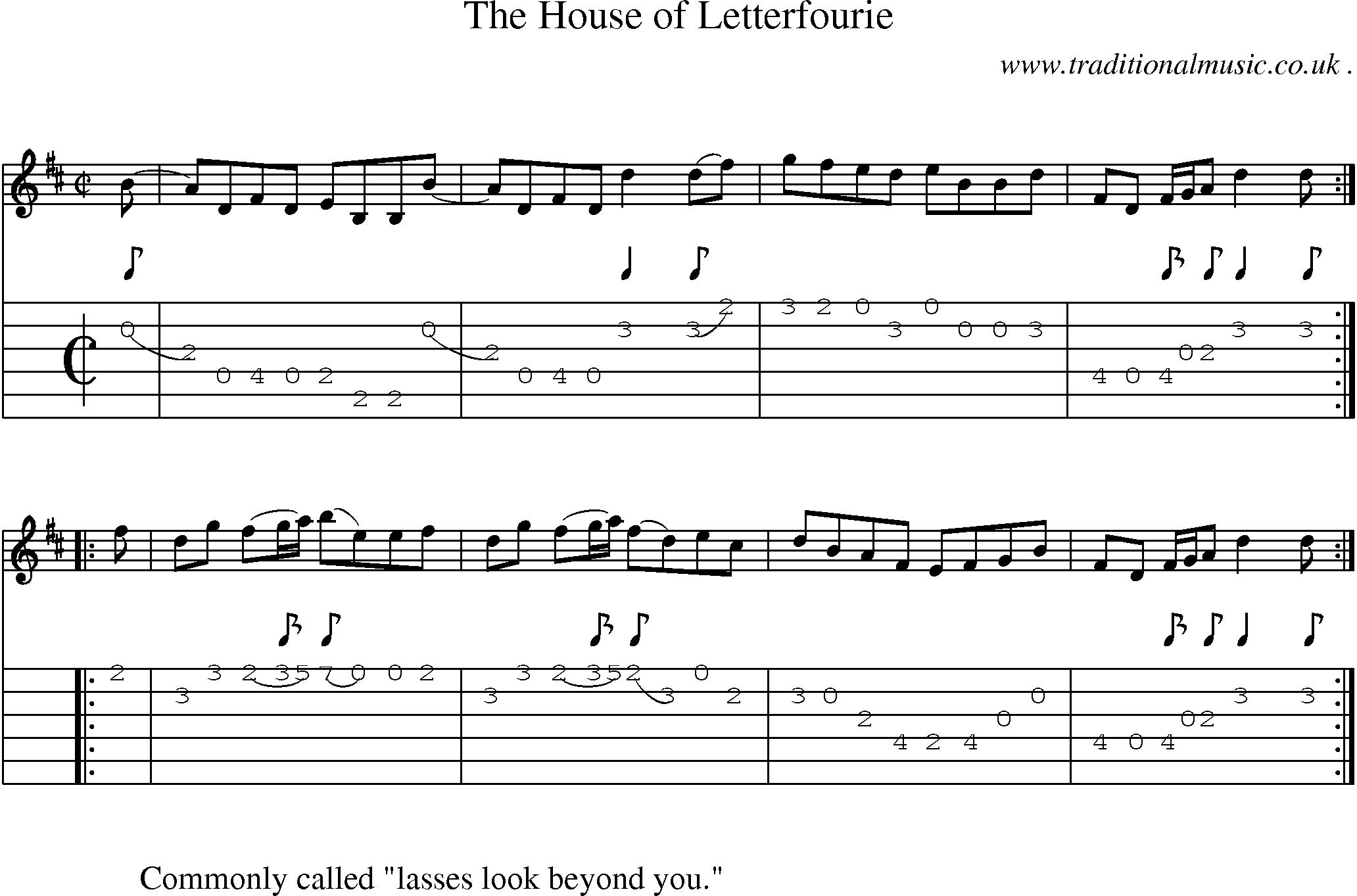 Sheet-music  score, Chords and Guitar Tabs for The House Of Letterfourie