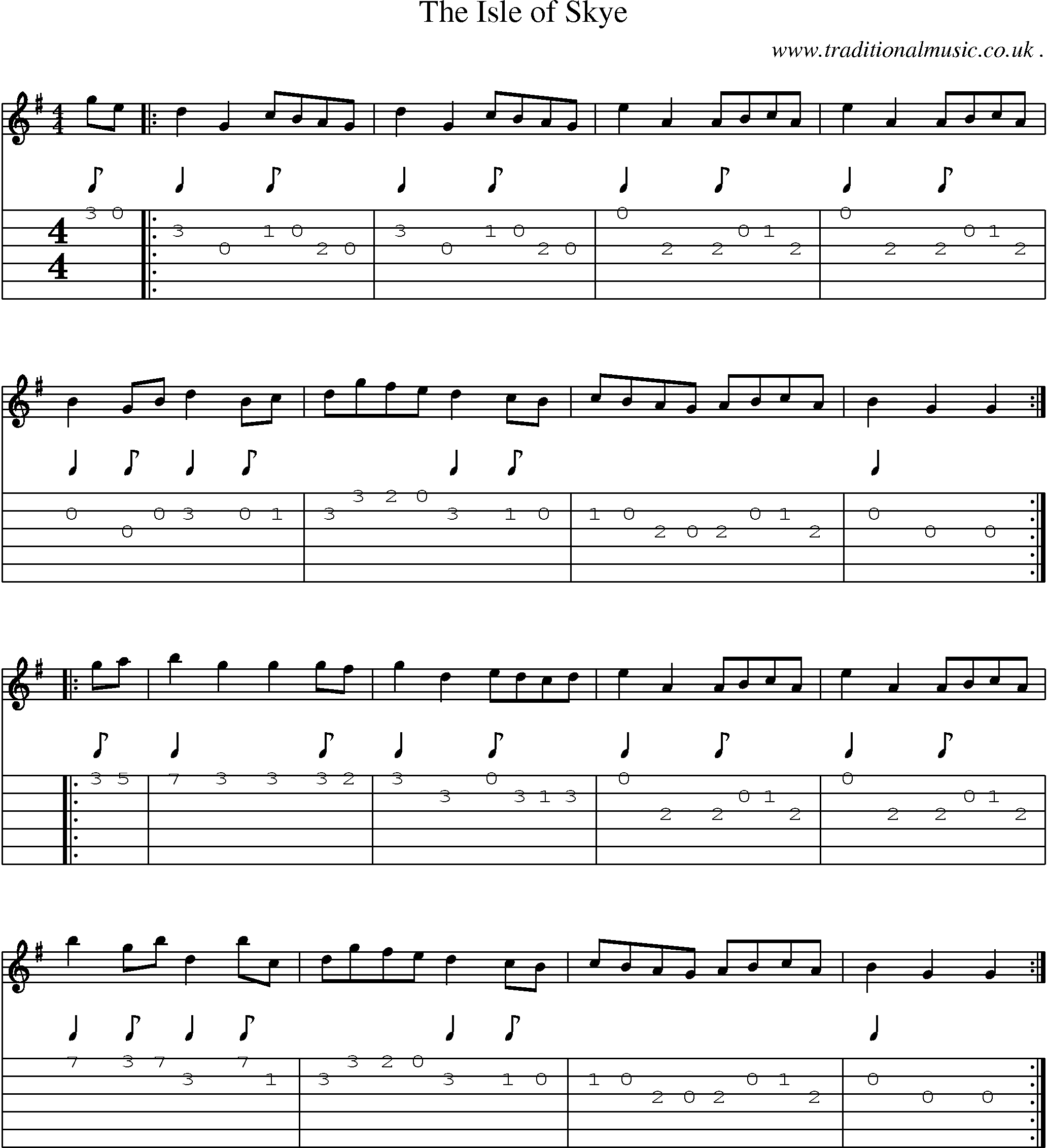 Sheet-music  score, Chords and Guitar Tabs for The Isle Of Skye