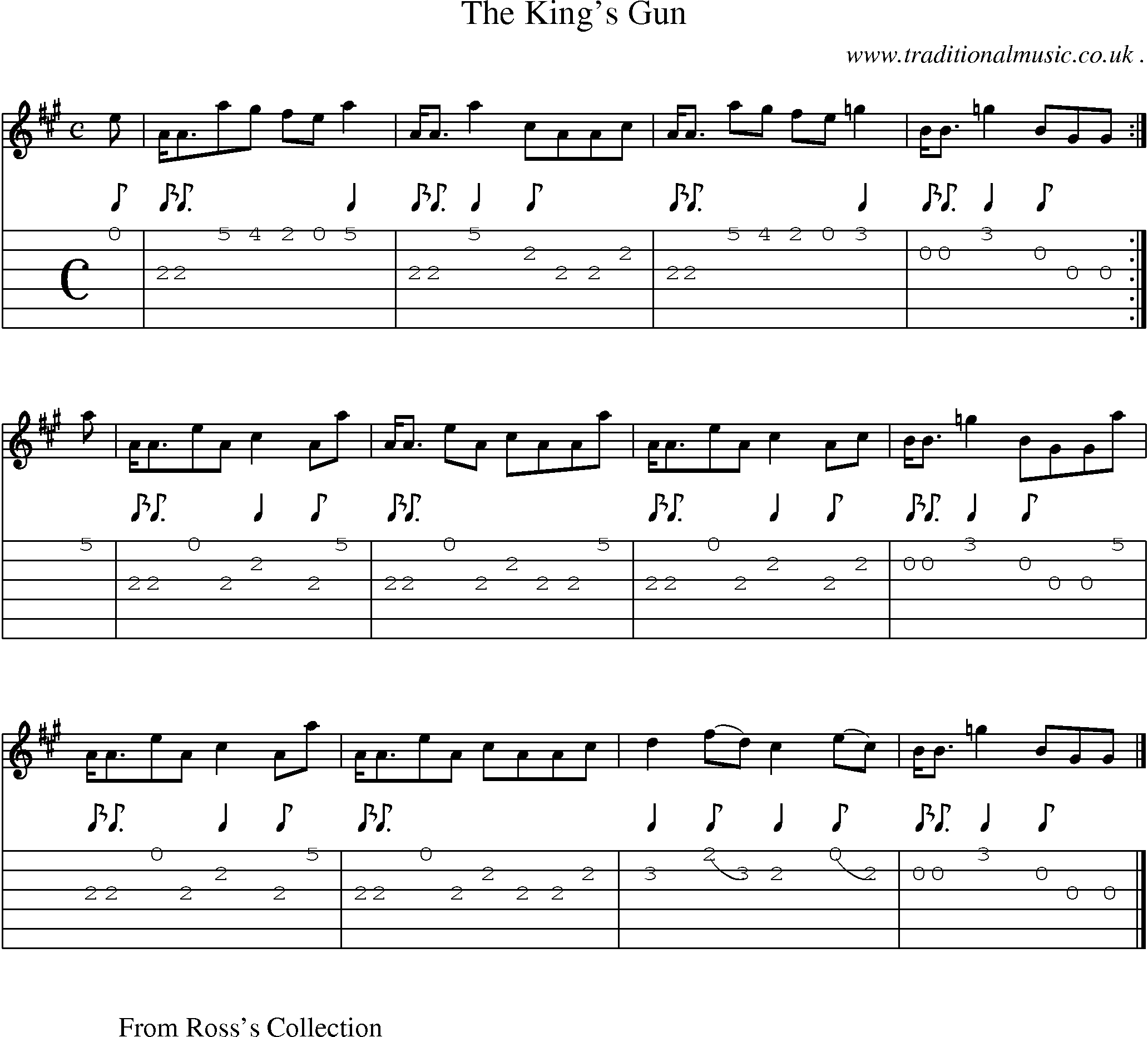 Sheet-music  score, Chords and Guitar Tabs for The Kings Gun