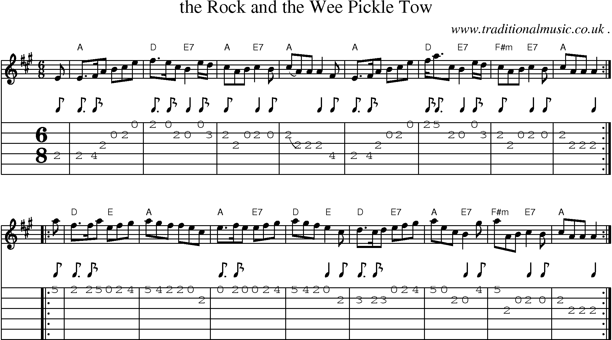 Sheet-music  score, Chords and Guitar Tabs for The Rock And The Wee Pickle Tow
