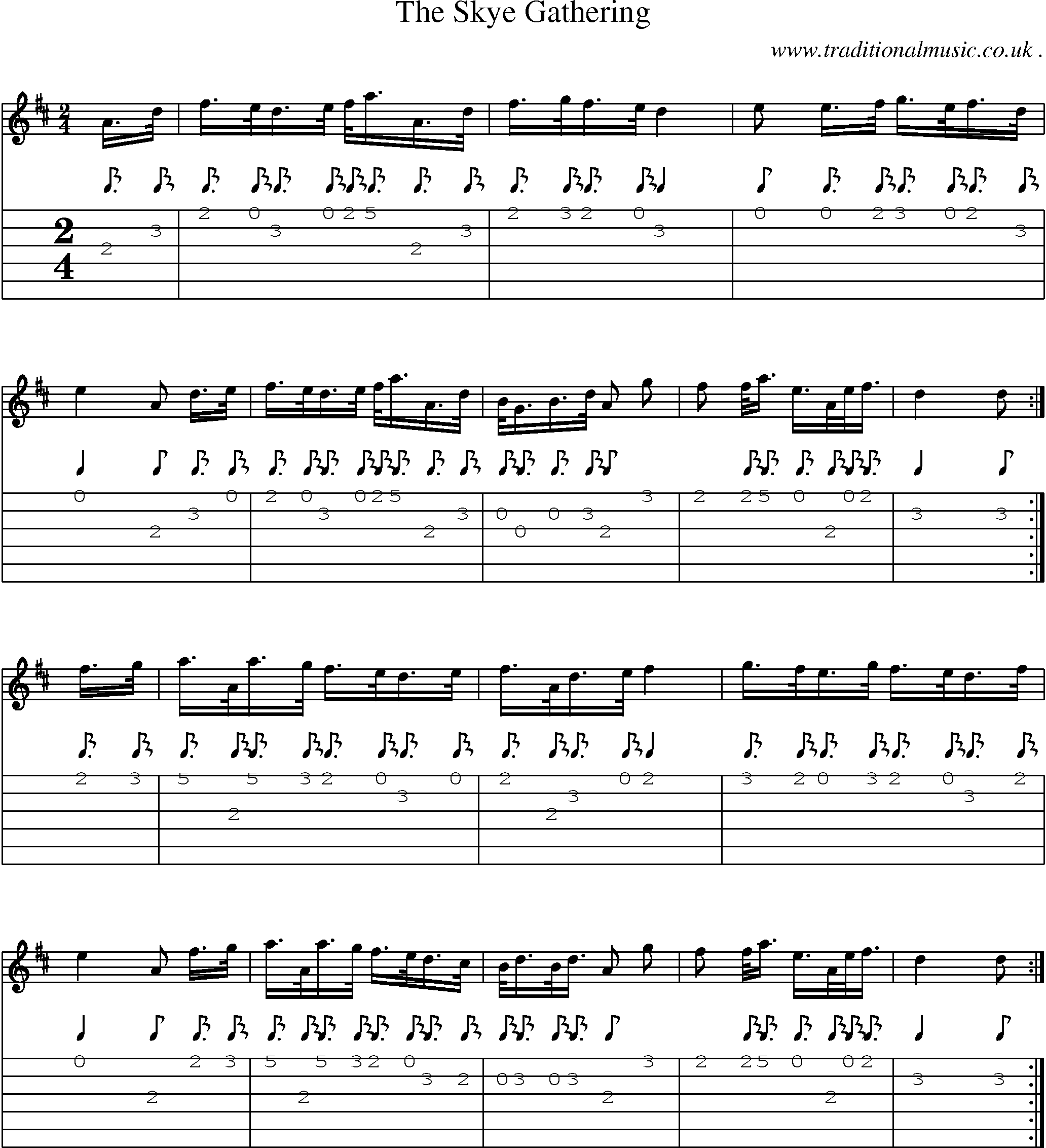 Sheet-music  score, Chords and Guitar Tabs for The Skye Gathering