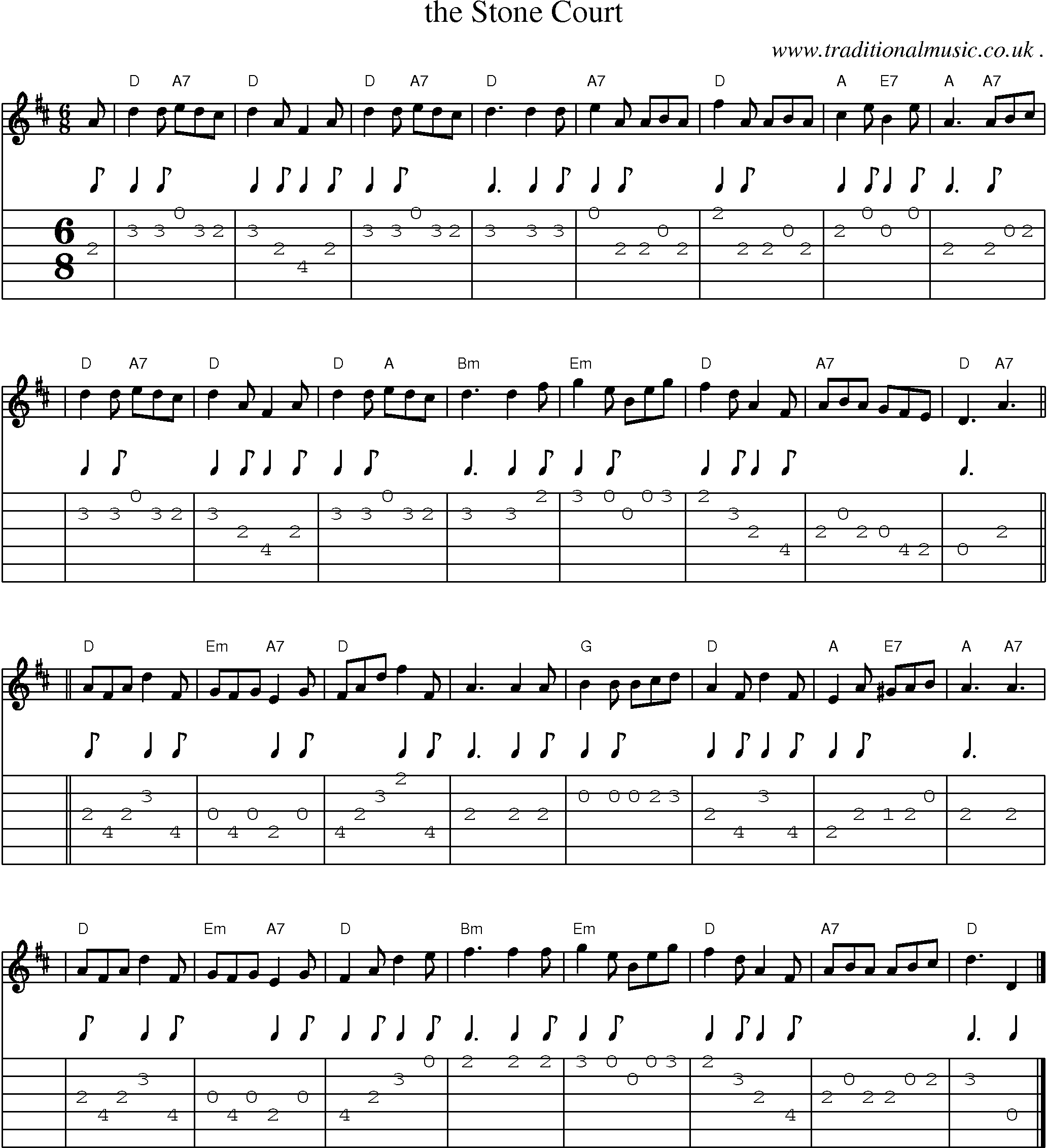Sheet-music  score, Chords and Guitar Tabs for The Stone Court