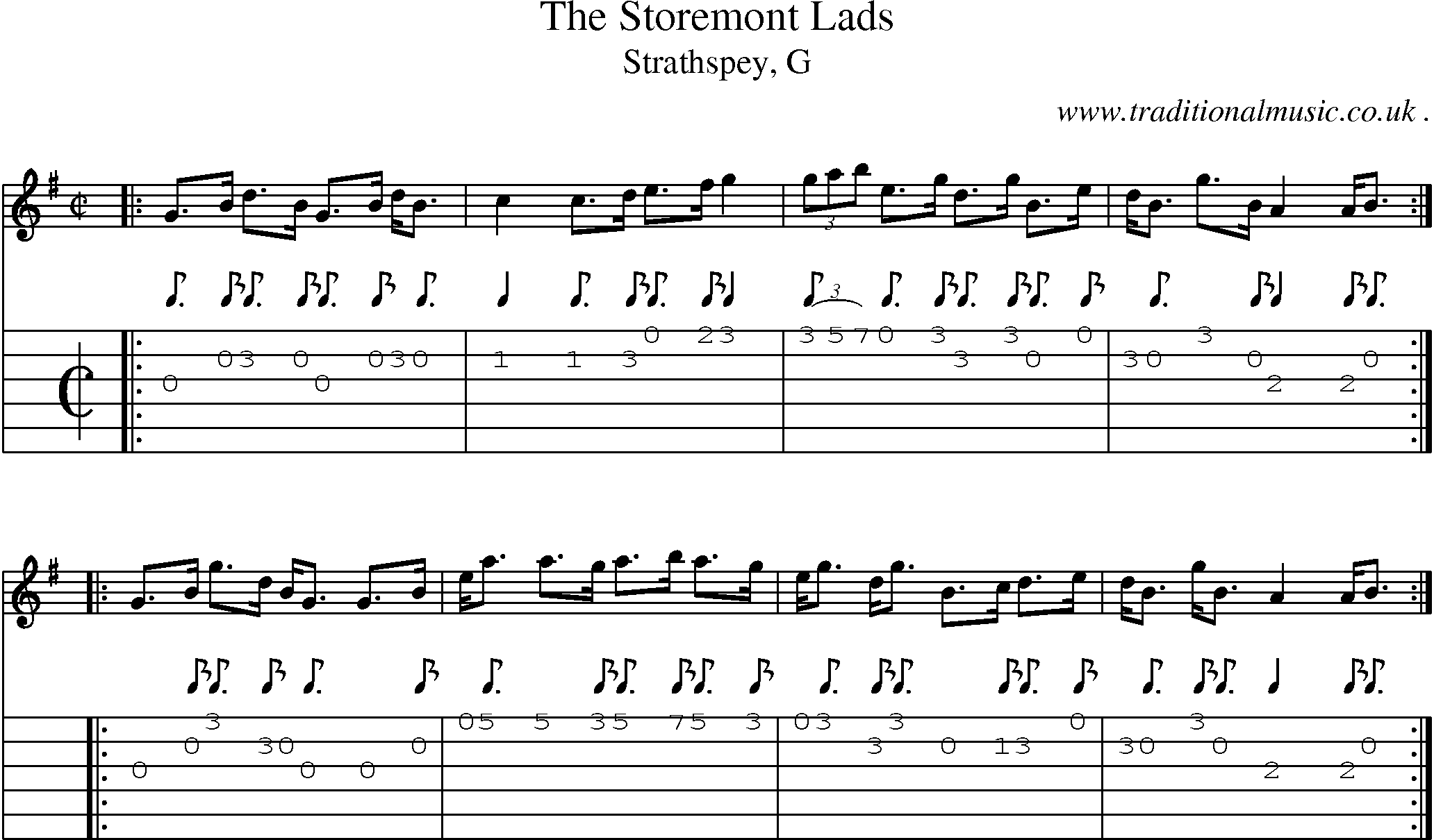 Sheet-music  score, Chords and Guitar Tabs for The Storemont Lads
