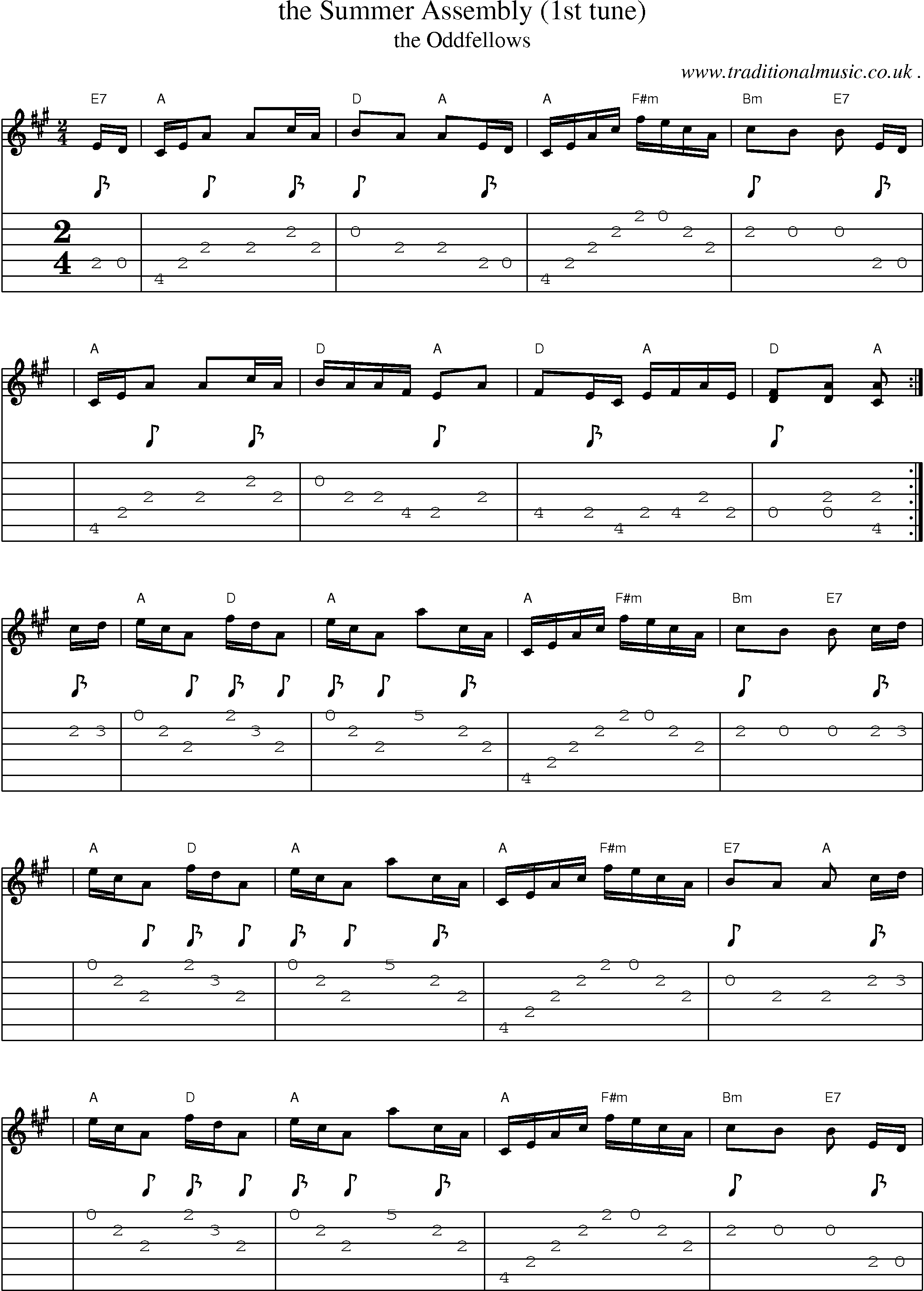 Sheet-music  score, Chords and Guitar Tabs for The Summer Assembly 1st Tune