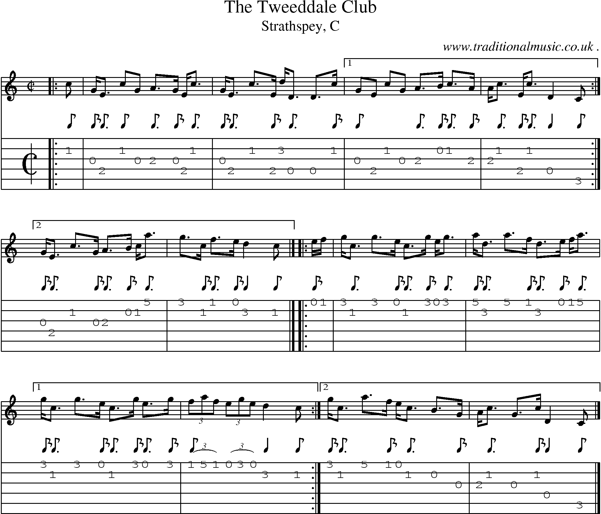 Sheet-music  score, Chords and Guitar Tabs for The Tweeddale Club