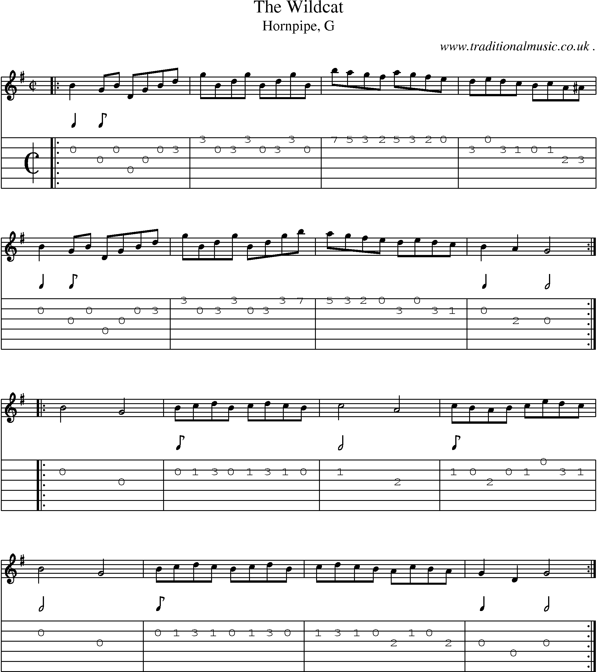 Sheet-music  score, Chords and Guitar Tabs for The Wildcat