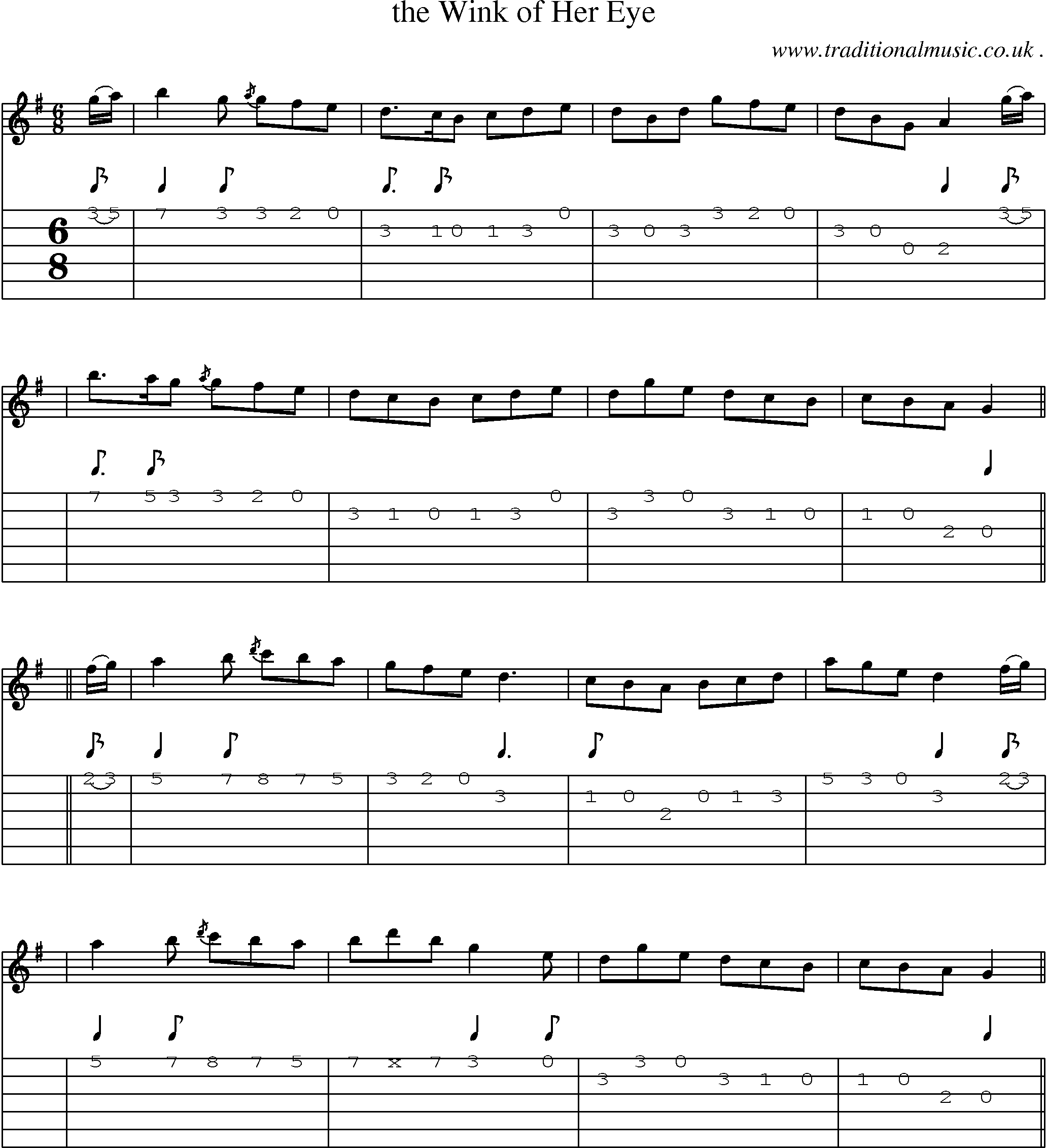 Sheet-music  score, Chords and Guitar Tabs for The Wink Of Her Eye