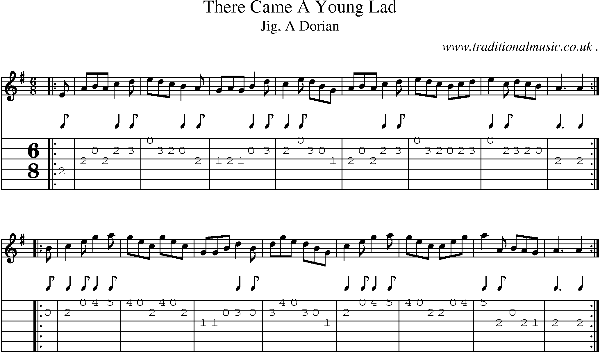 Sheet-music  score, Chords and Guitar Tabs for There Came A Young Lad