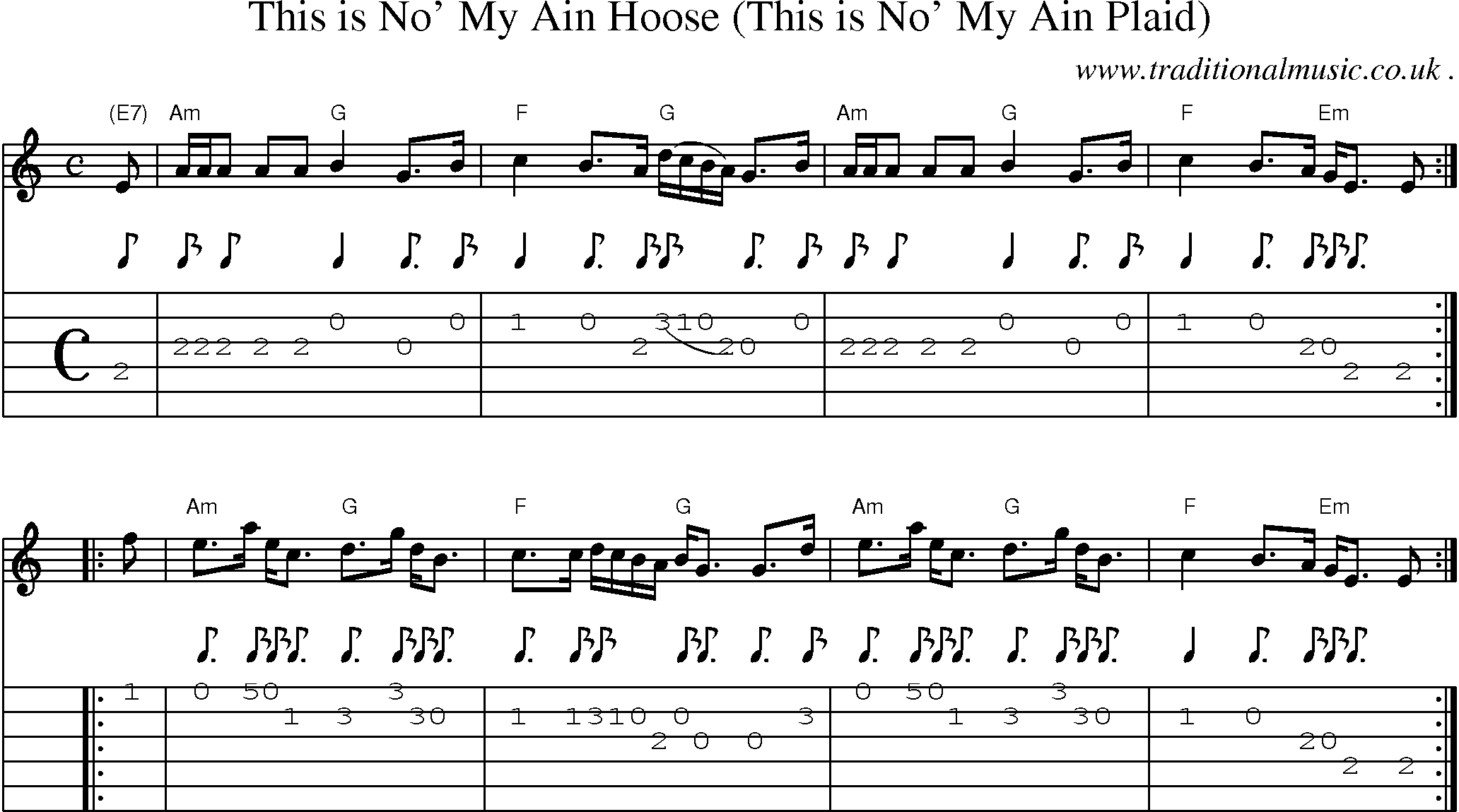 Sheet-music  score, Chords and Guitar Tabs for This Is No My Ain Hoose This Is No My Ain Plaid