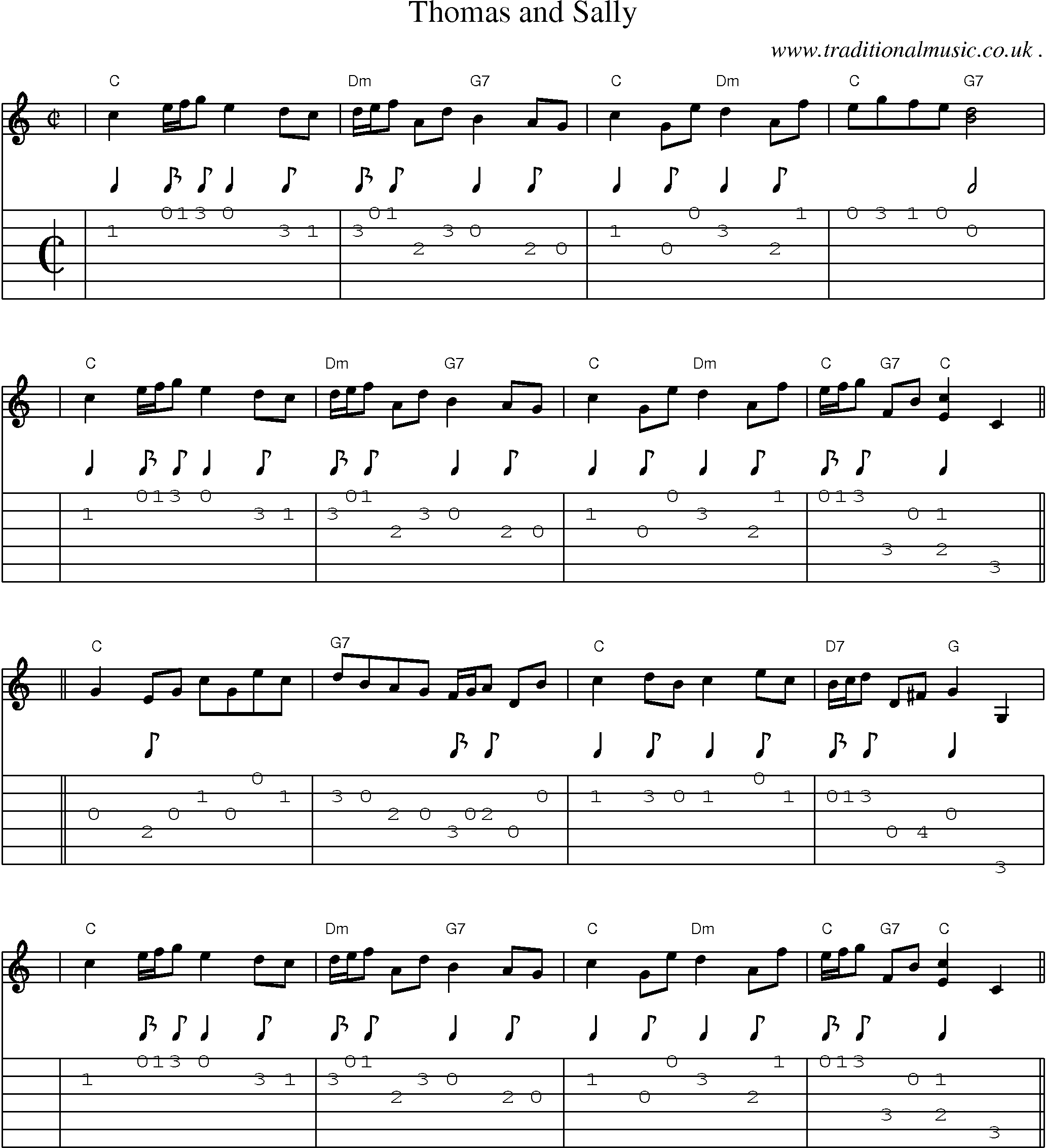 Sheet-music  score, Chords and Guitar Tabs for Thomas And Sally
