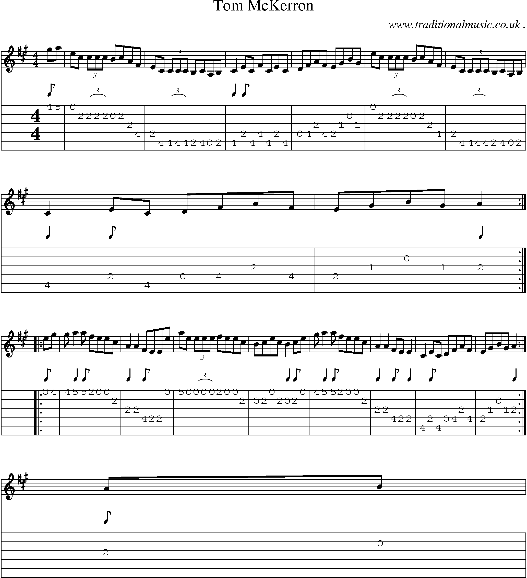Sheet-music  score, Chords and Guitar Tabs for Tom Mckerron