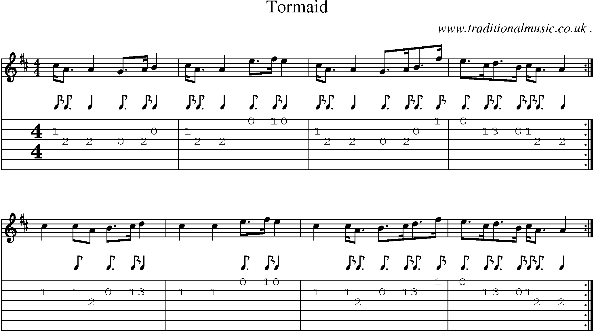 Sheet-music  score, Chords and Guitar Tabs for Tormaid