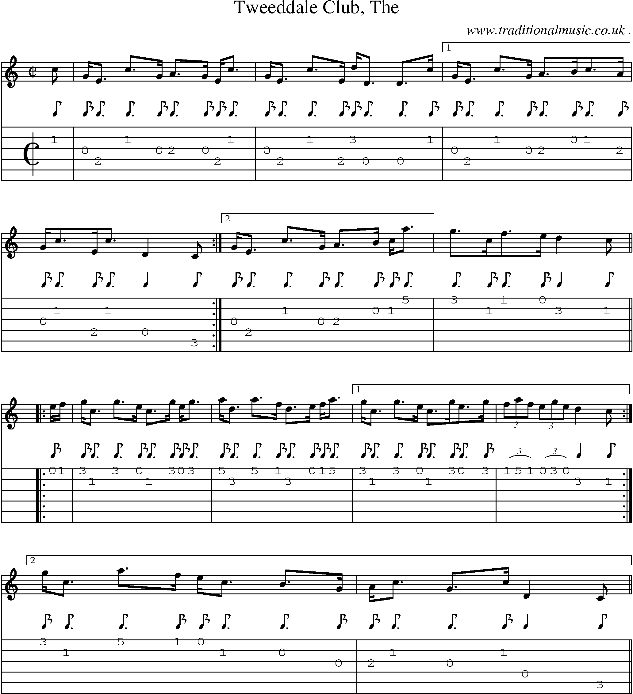 Sheet-music  score, Chords and Guitar Tabs for Tweeddale Club The