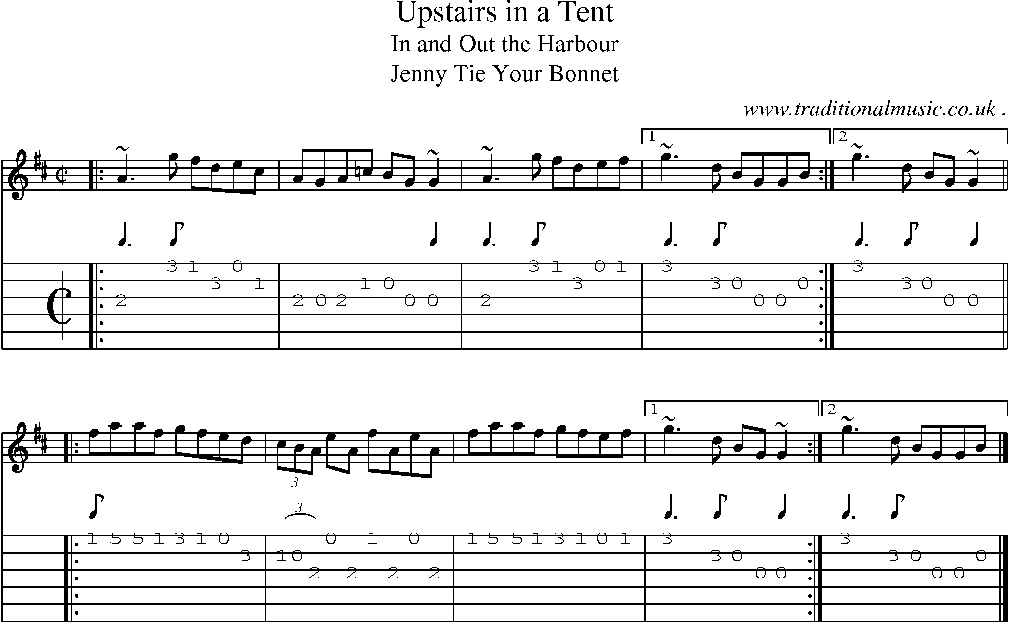 Sheet-music  score, Chords and Guitar Tabs for Upstairs In A Tent