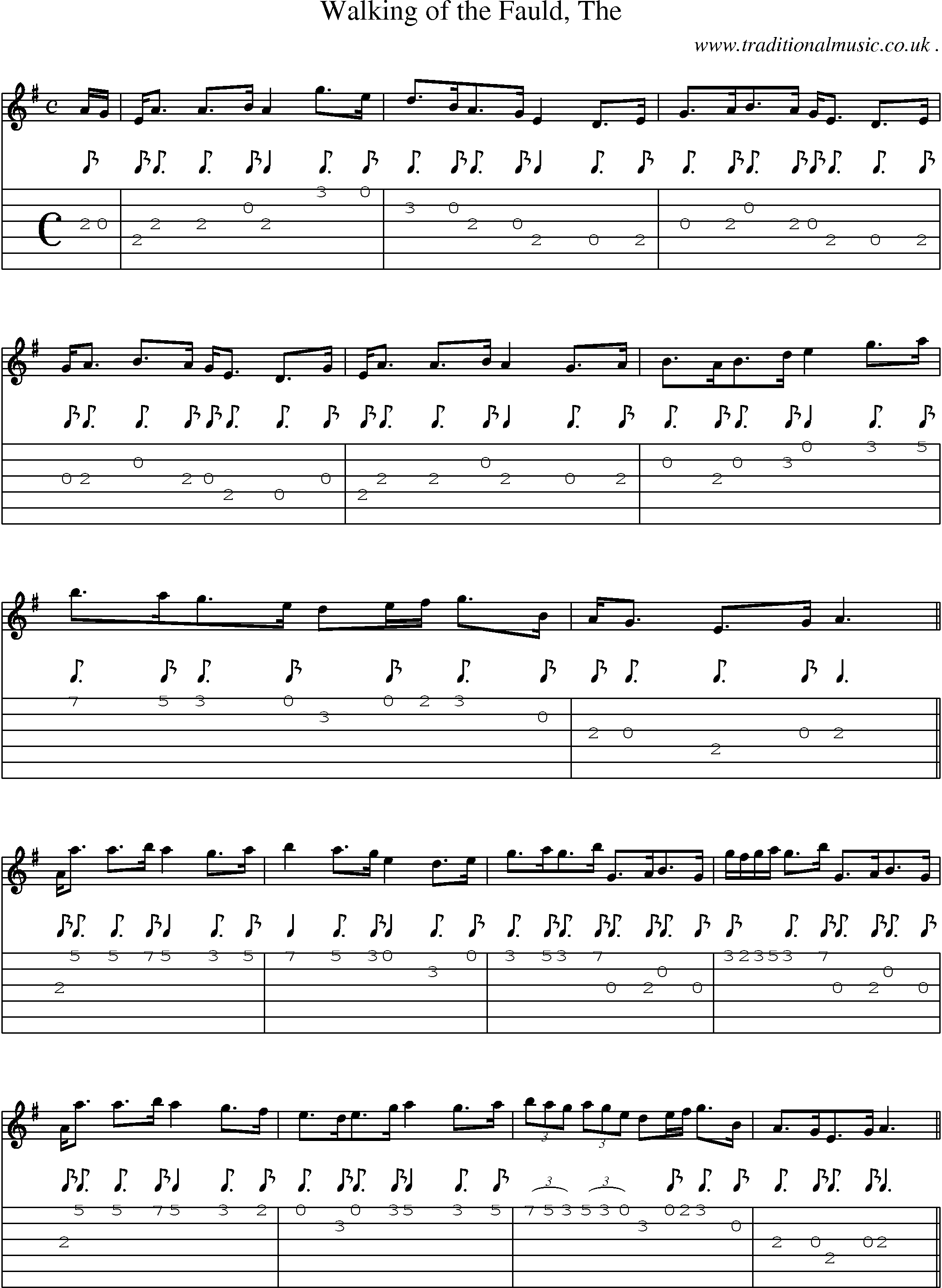 Sheet-music  score, Chords and Guitar Tabs for Walking Of The Fauld The
