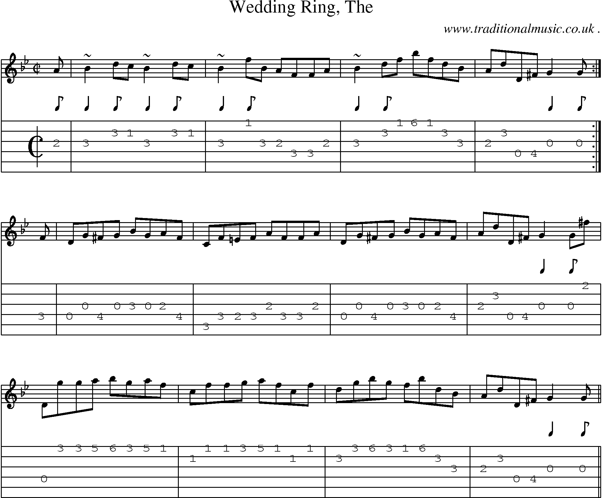 Sheet-music  score, Chords and Guitar Tabs for Wedding Ring The