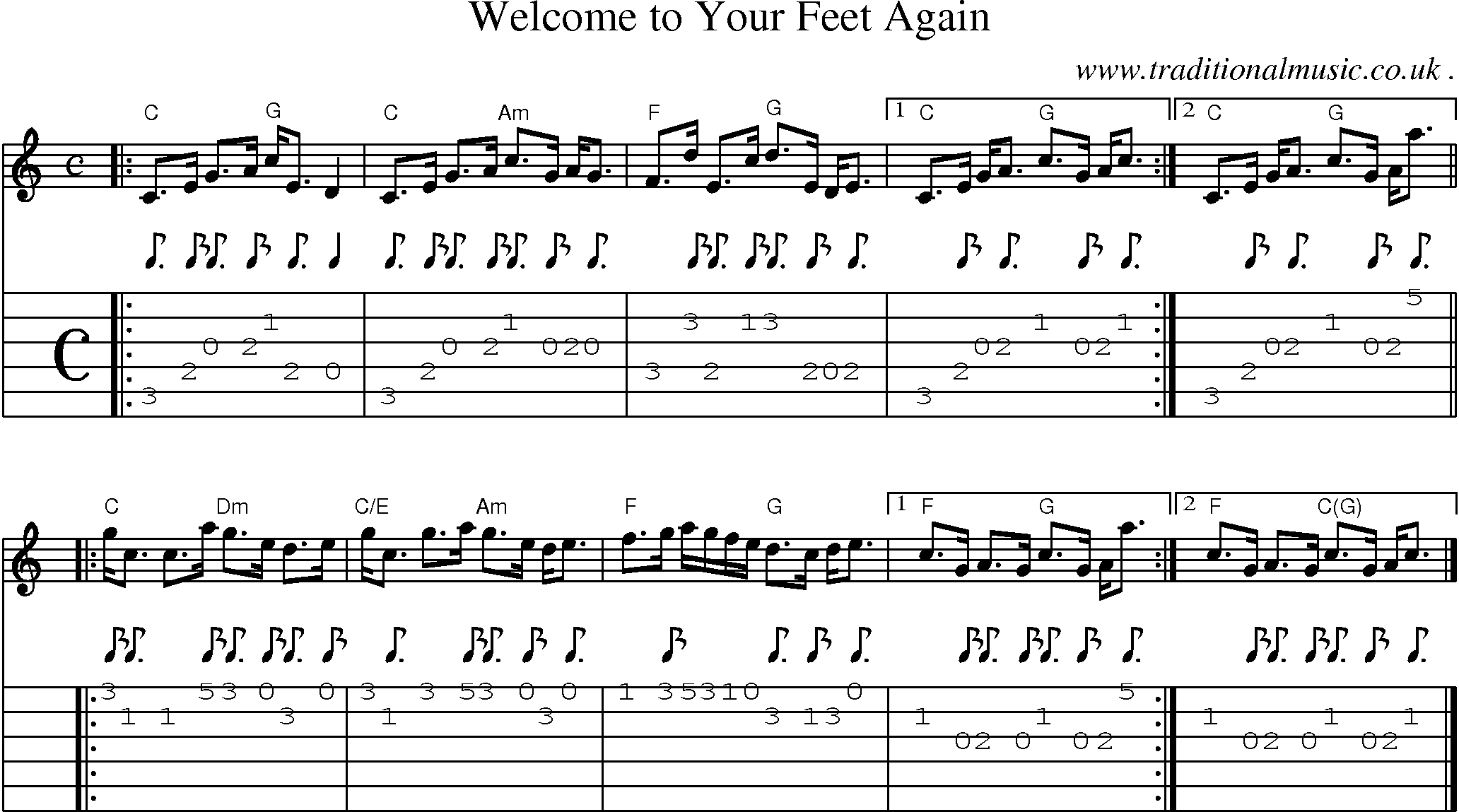 Sheet-music  score, Chords and Guitar Tabs for Welcome To Your Feet Again