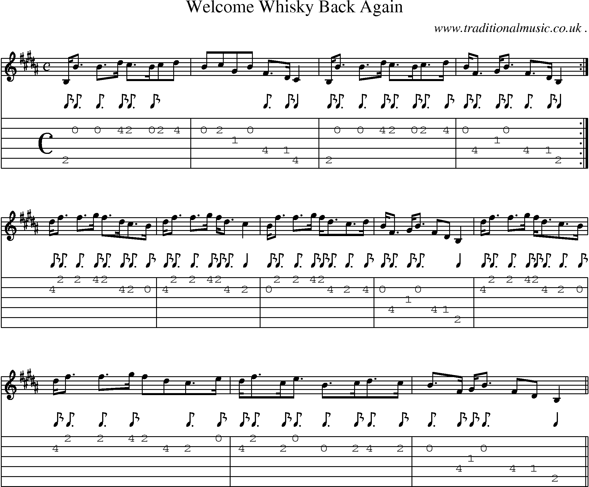Sheet-music  score, Chords and Guitar Tabs for Welcome Whisky Back Again