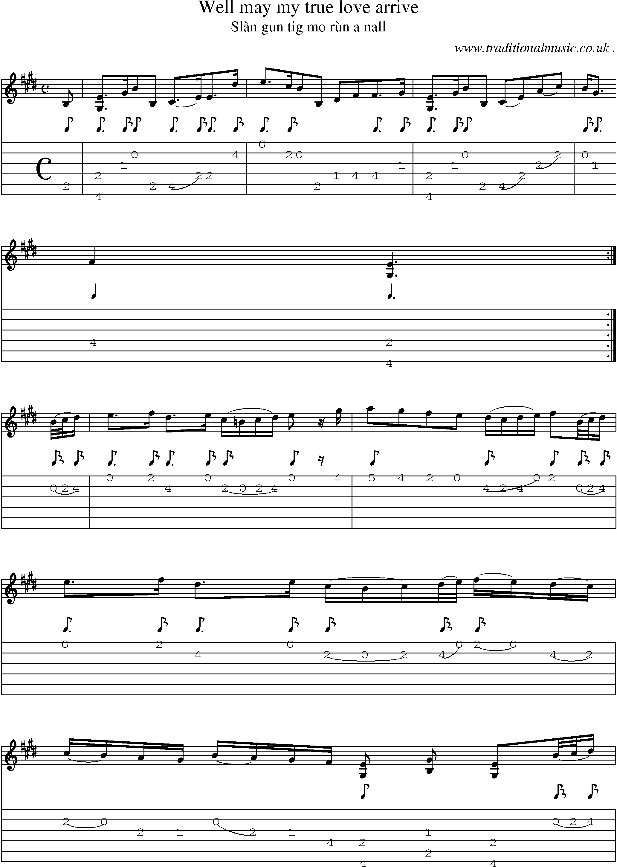 Sheet-music  score, Chords and Guitar Tabs for Well May My True Love Arrive