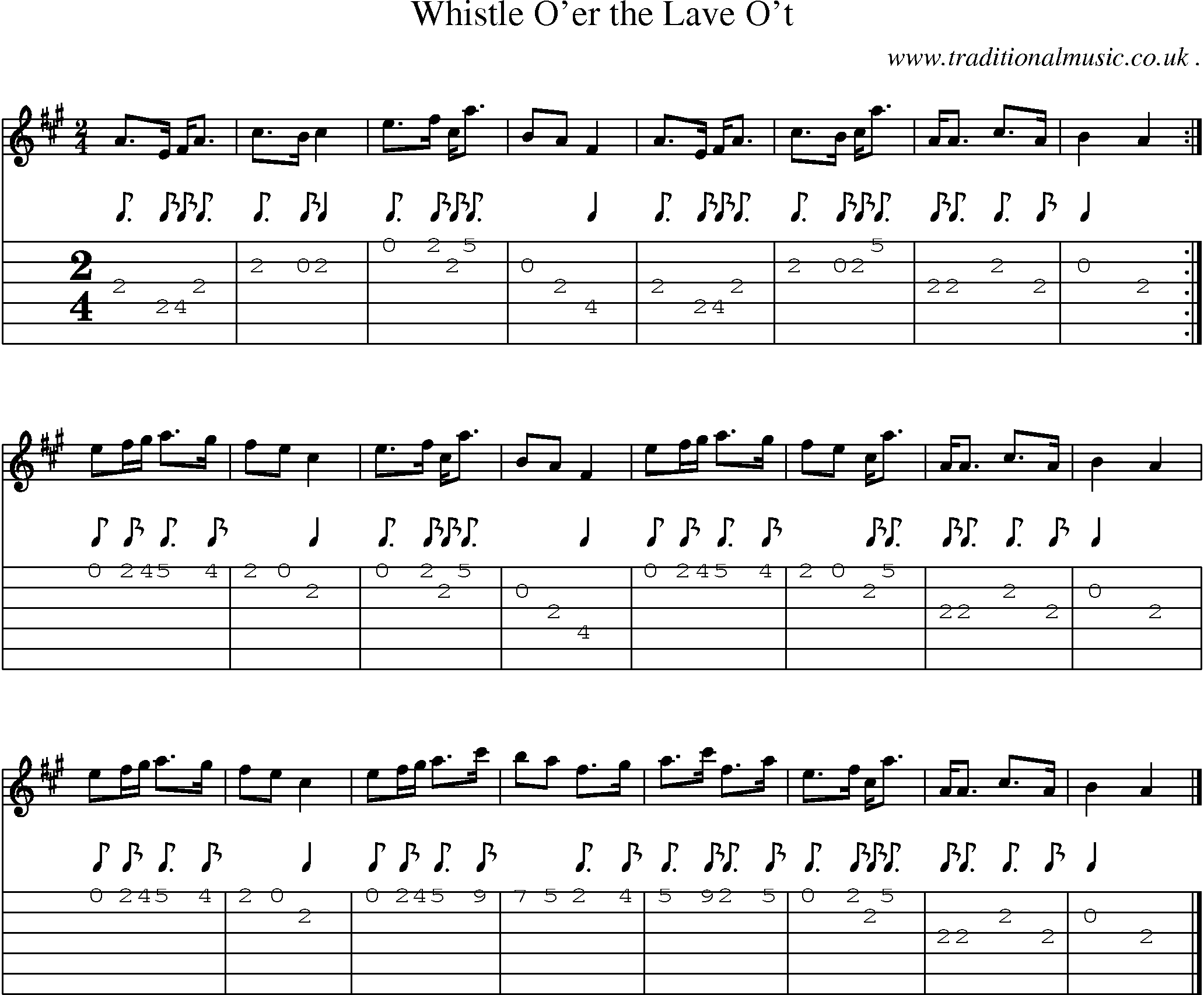 Sheet-music  score, Chords and Guitar Tabs for Whistle Oer The Lave Ot