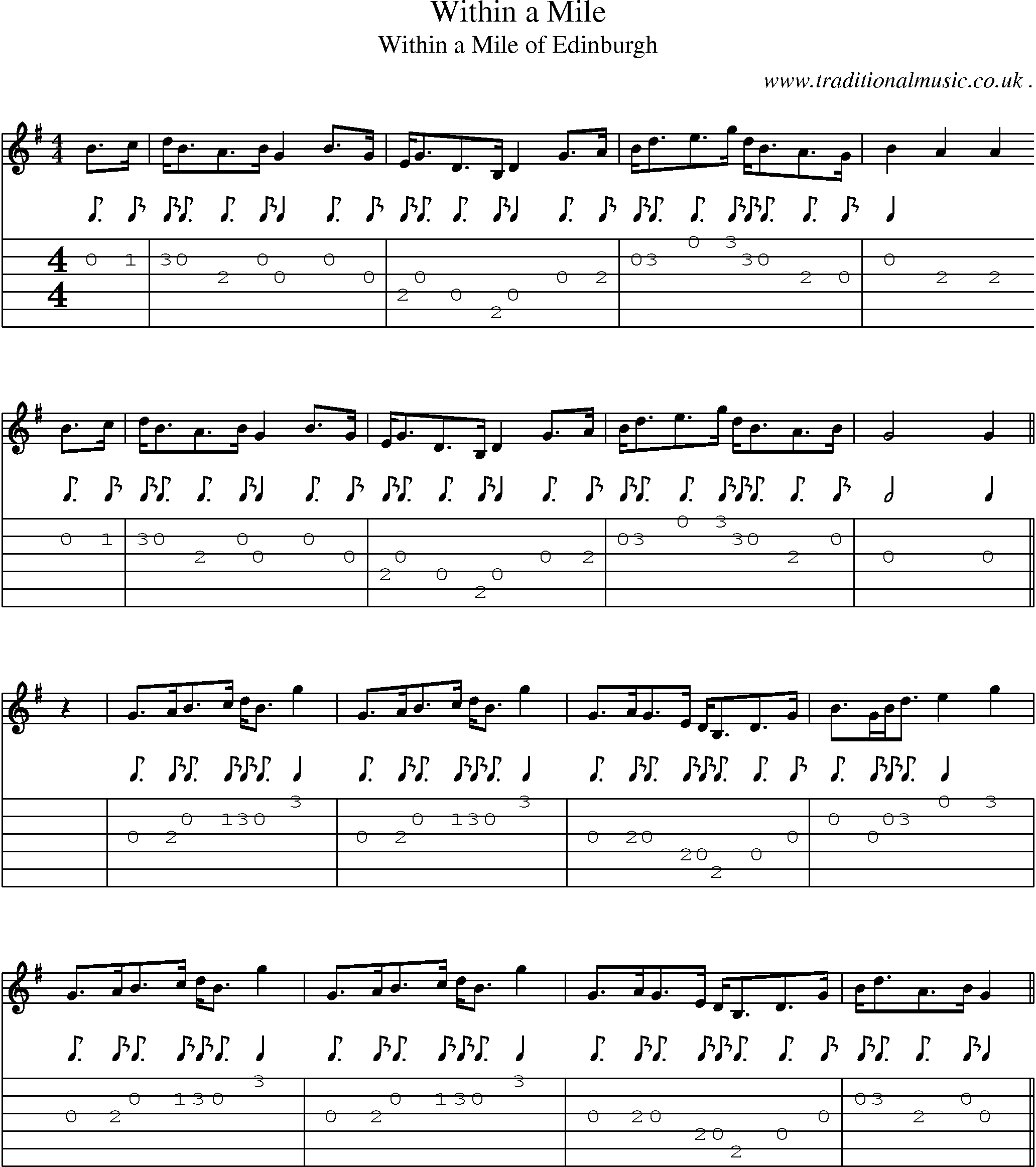 Sheet-music  score, Chords and Guitar Tabs for Within A Mile