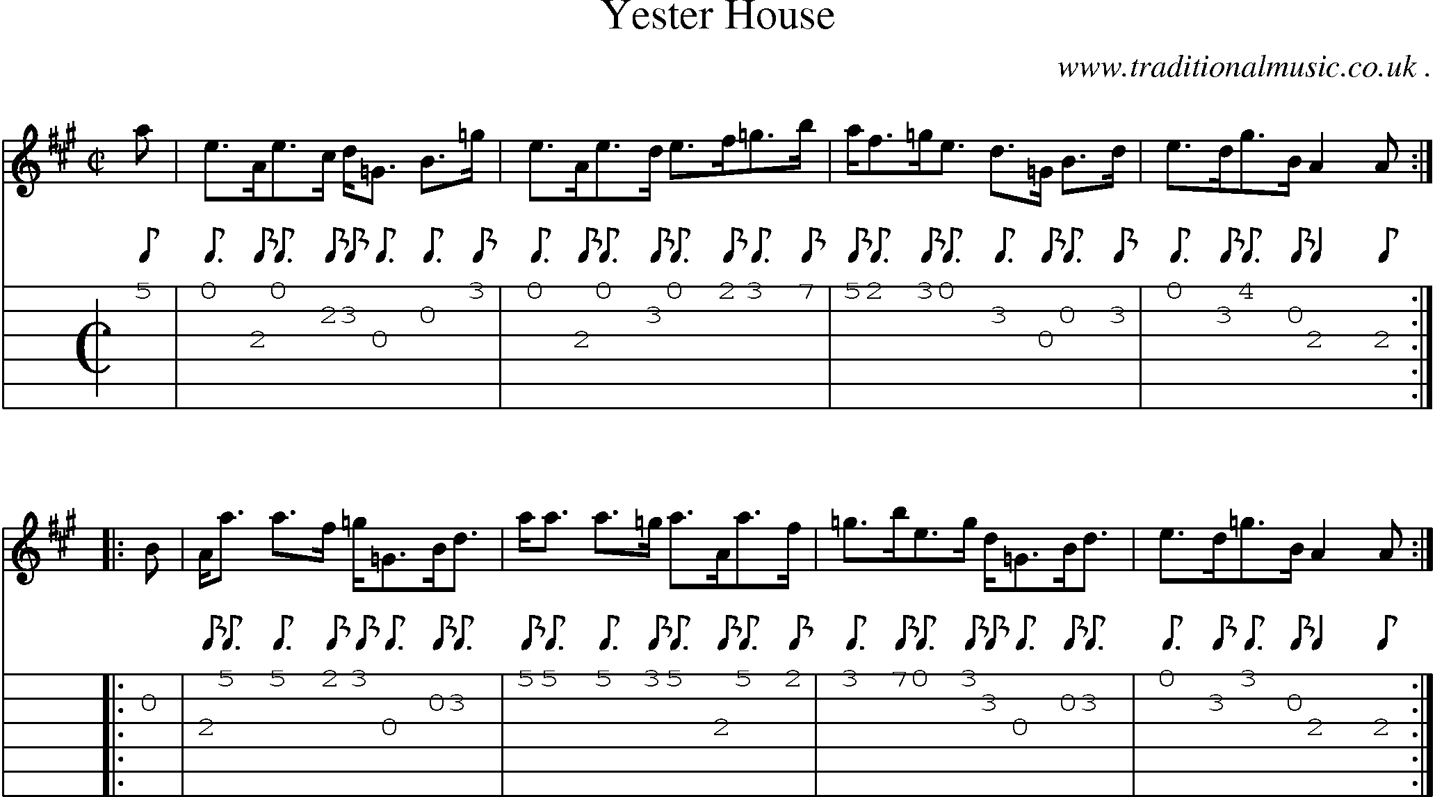 Sheet-music  score, Chords and Guitar Tabs for Yester House