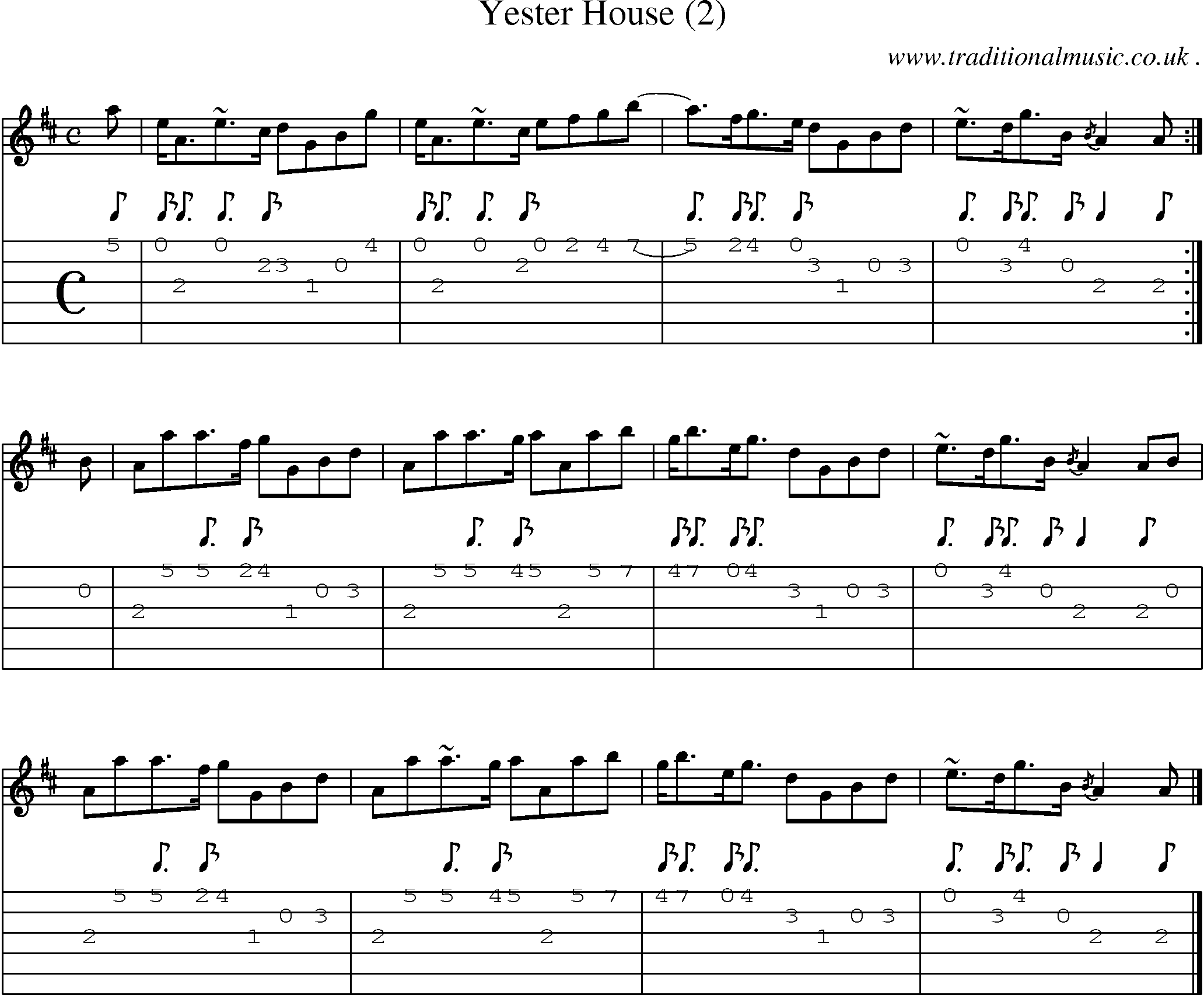 Sheet-music  score, Chords and Guitar Tabs for Yester House 2