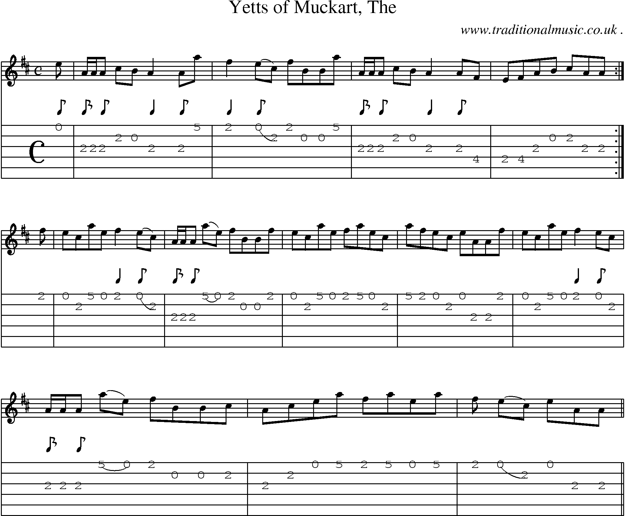 Sheet-music  score, Chords and Guitar Tabs for Yetts Of Muckart The