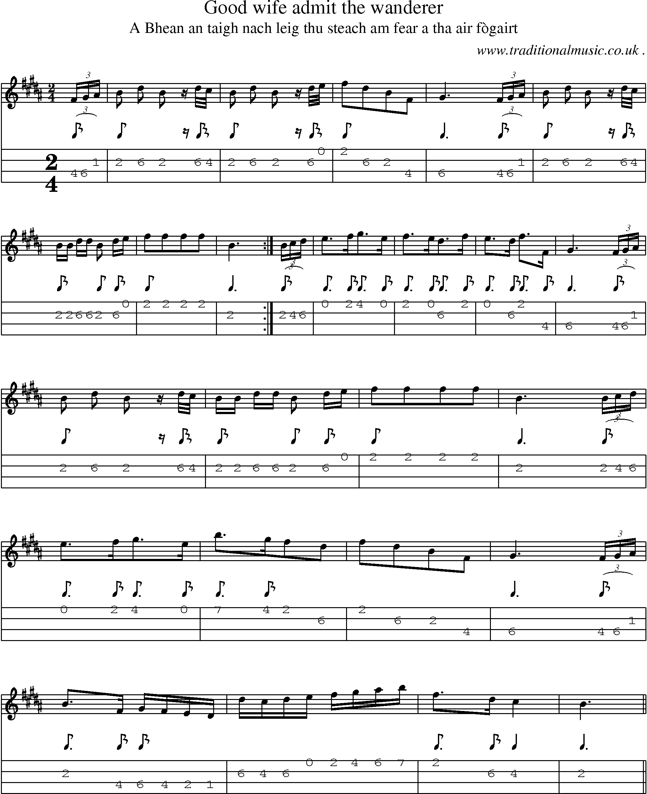 Sheet-music  score, Chords and Mandolin Tabs for Good Wife Admit The Wanderer