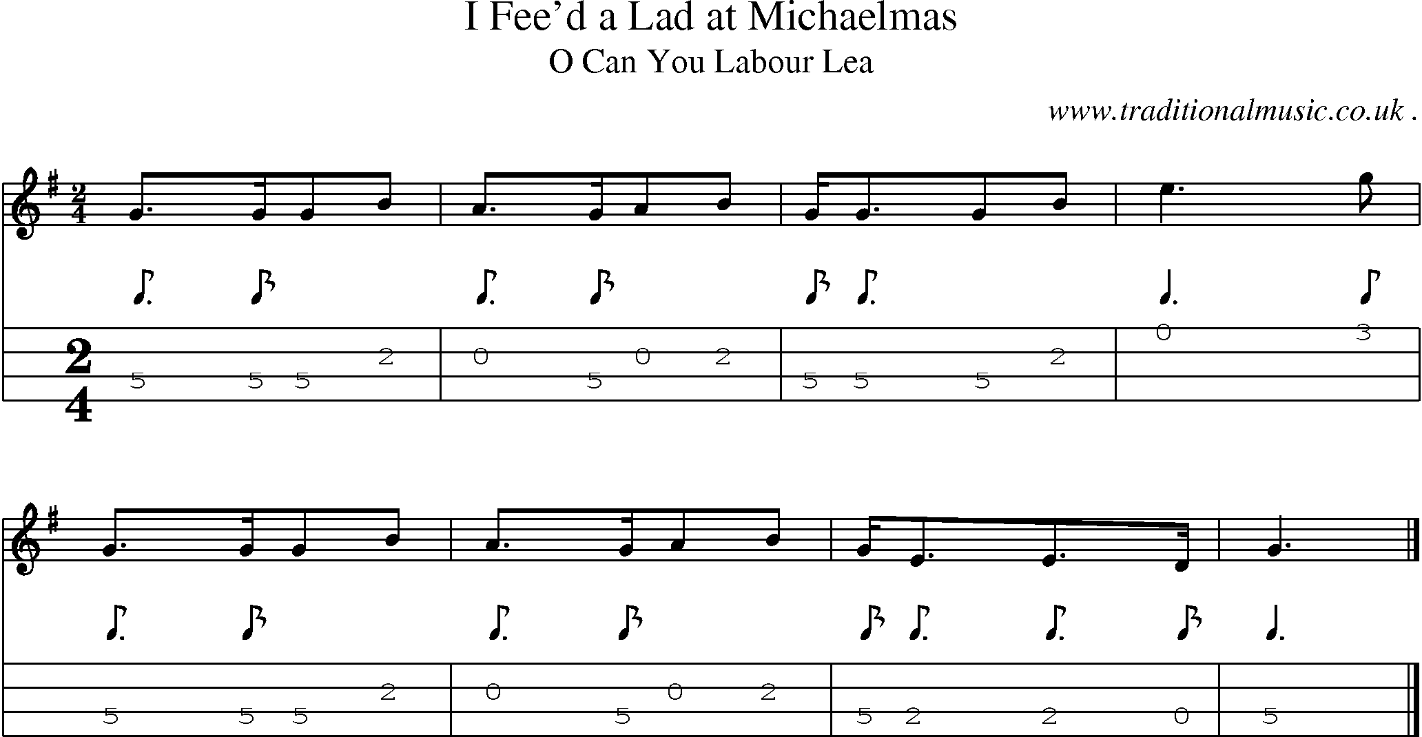 Sheet-music  score, Chords and Mandolin Tabs for I Feed A Lad At Michaelmas