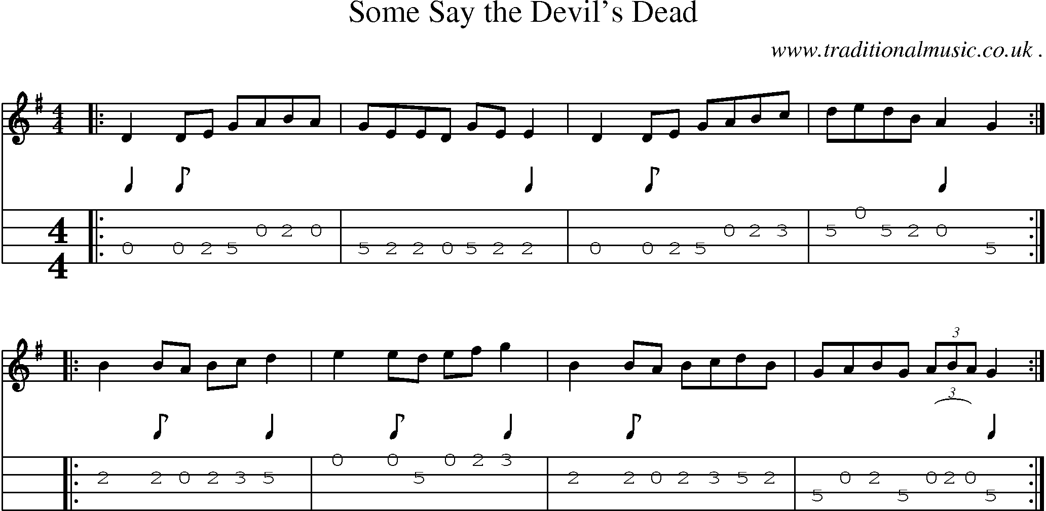 Sheet-music  score, Chords and Mandolin Tabs for Some Say The Devils Dead