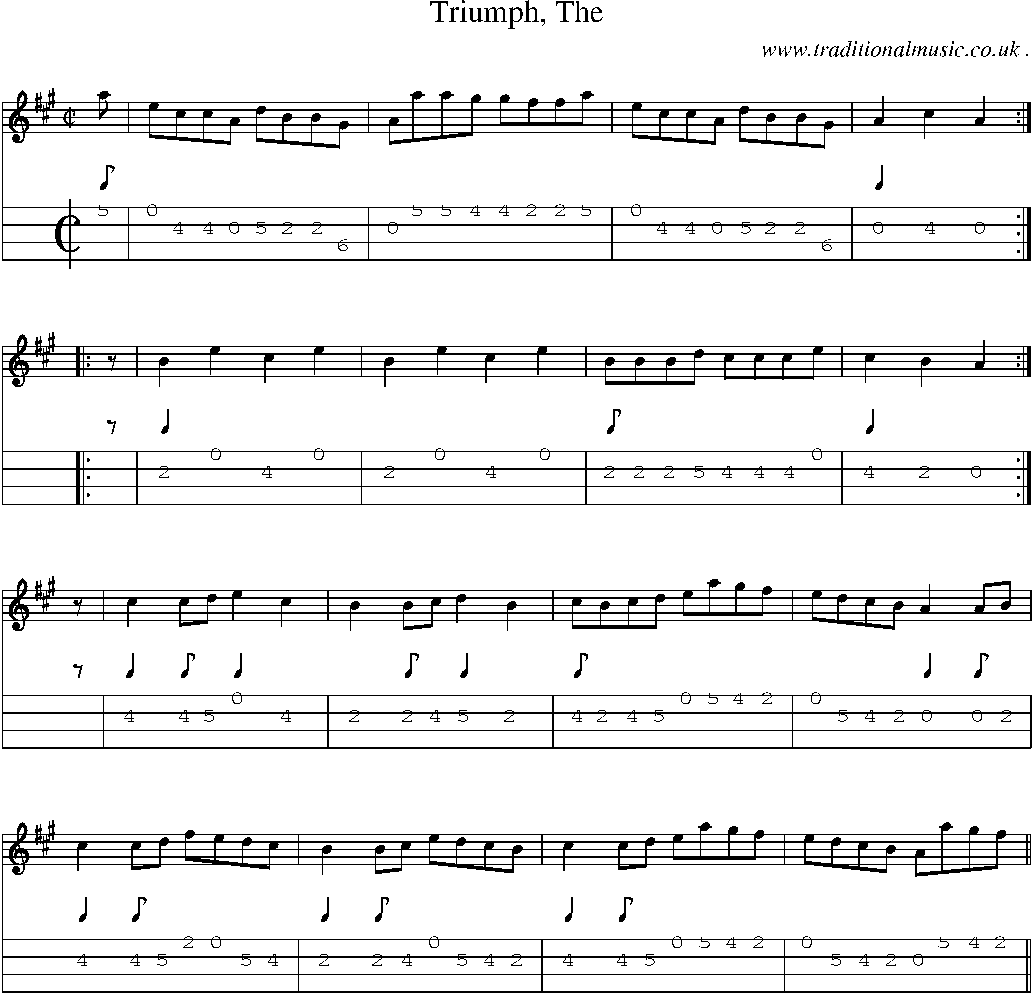 Sheet-music  score, Chords and Mandolin Tabs for Triumph The